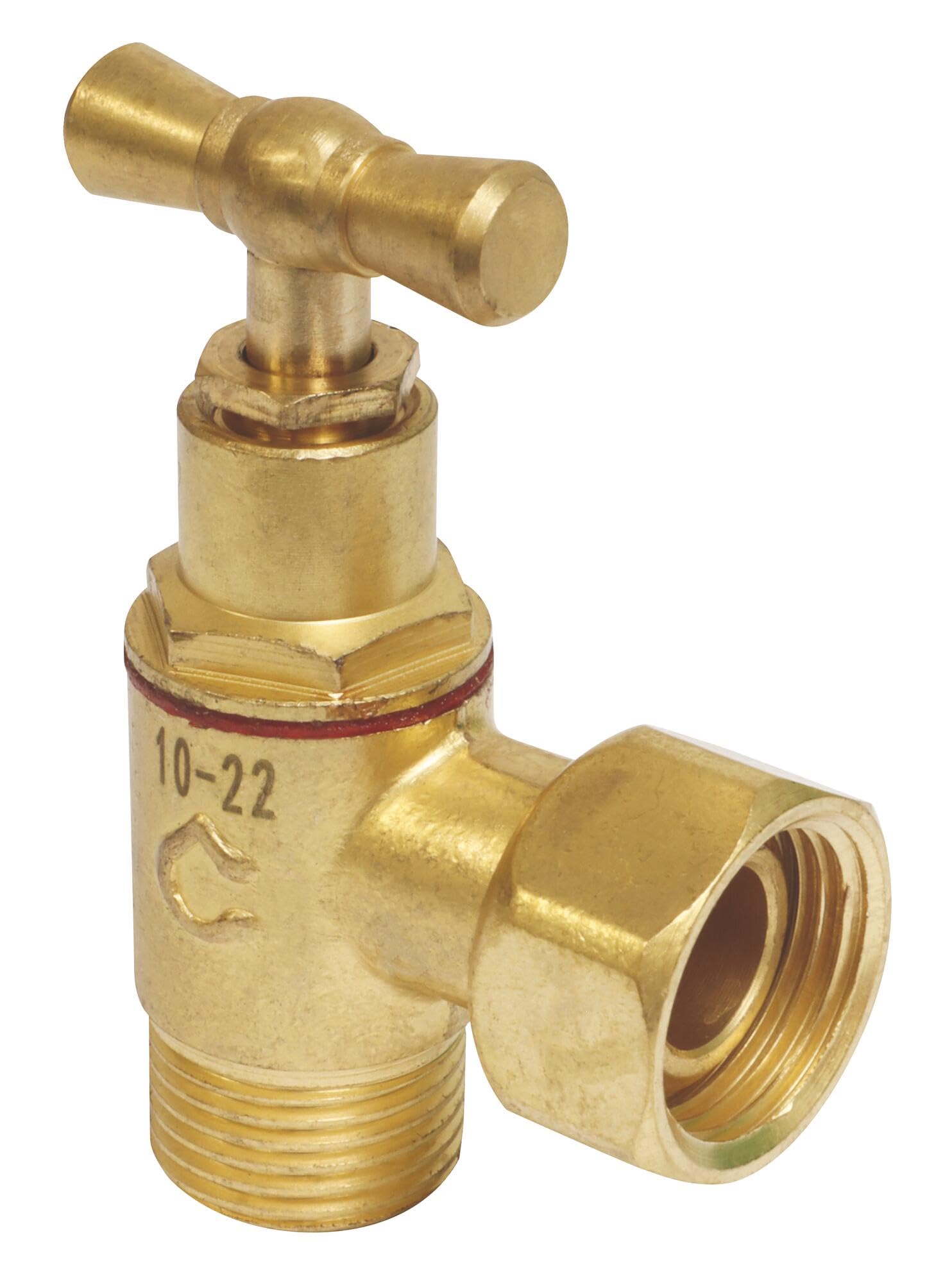 SOMATHERM FOR YOU, Robinet de WC équerre en laiton brut M12/​17 avec écrou tournant 12/​17, fermeture à potence, presse-​étoupe, pour raccordement réservoir, pression max 6 bars