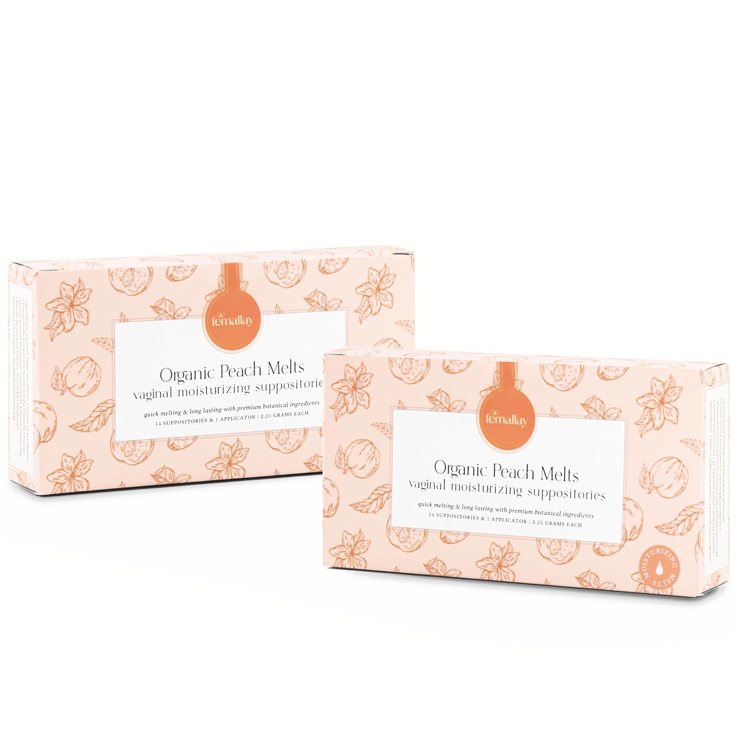 Femallay Organic Vaginal Moisturizing Suppositories Peach 2 Pack