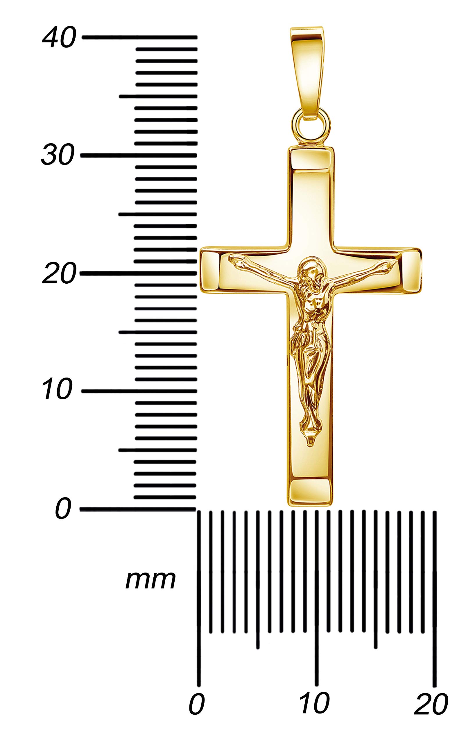 Kruzifix Kreuz-Anhänger Goldkreuz Jesus Christus Kettenanhänger 585 Gold 14 Karat mit Halskette Länge wählbar.