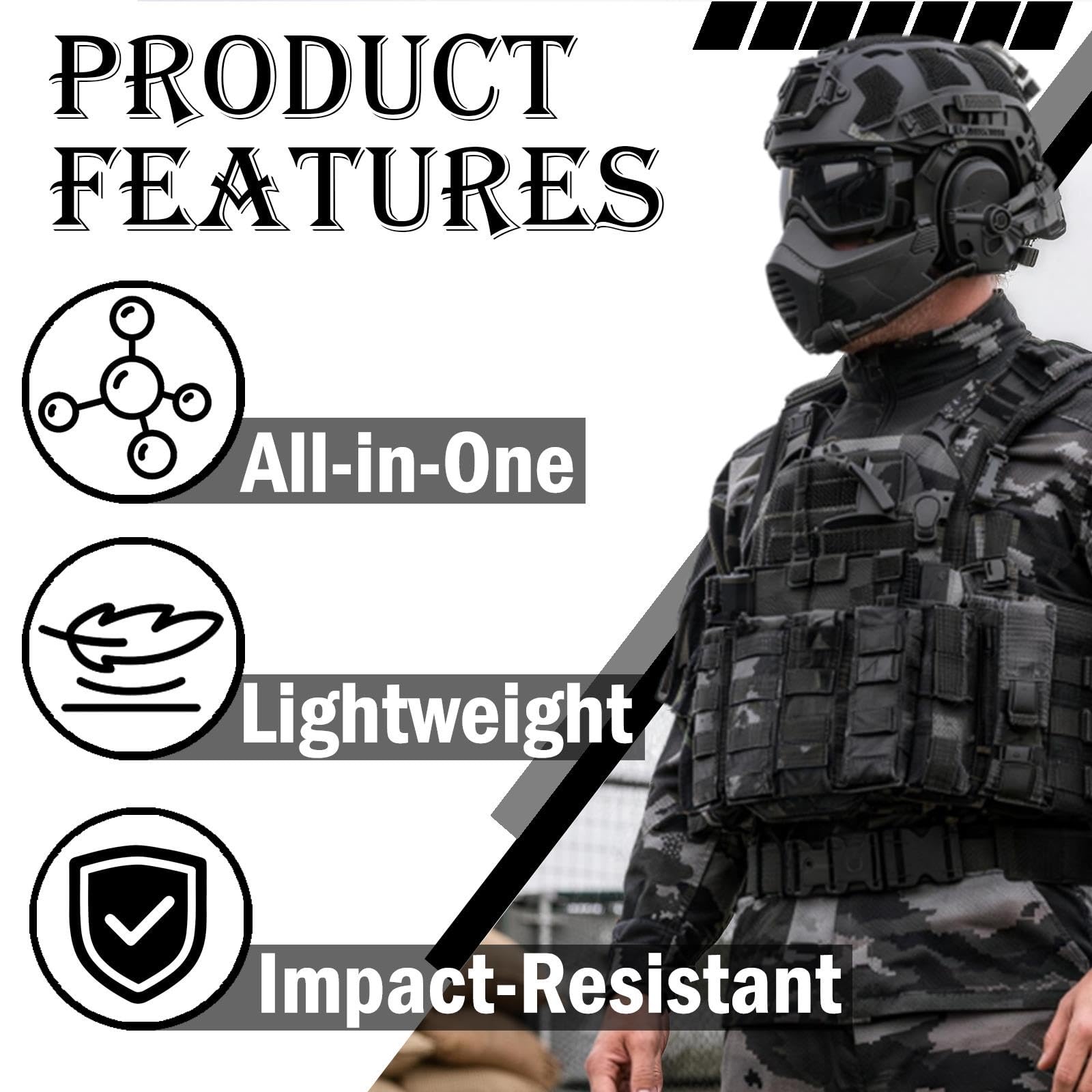 Sistema de Casco Militar Ajustable, Kit Completo de Casco Táctico