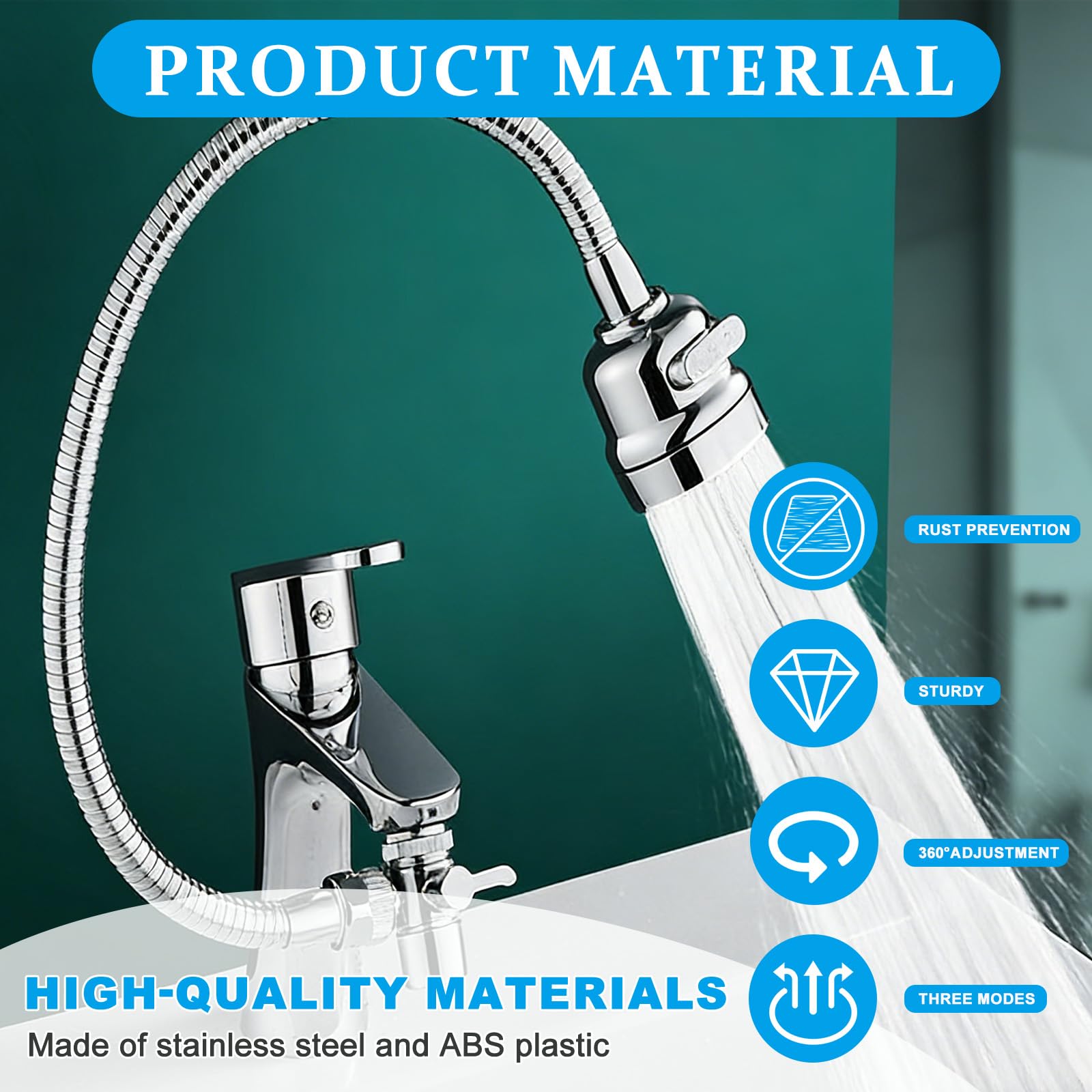 Prolunga Rubinetto Cucina, Aeratore Rubinetto Bagno, Ugello Per Rubinetto, Rotazione A 360 Gradi, Tubo Direzionale Lungo 35 Cm + Distributore + Adattatore