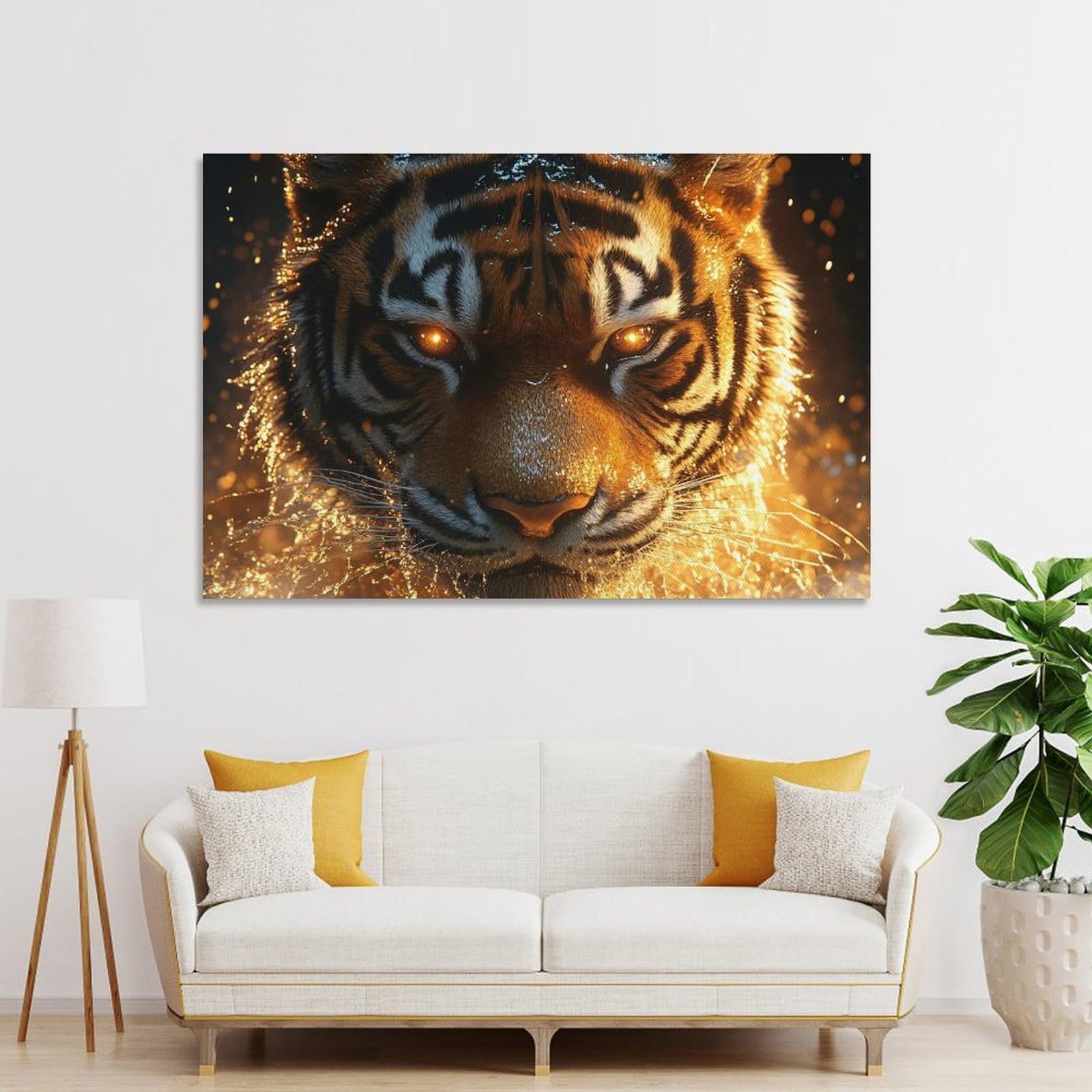 Junmoney Room Decor Wall Art Tiger with Glowing Eyes, 20x30inch(50x75cm), for Flats, Guest Rooms Or Compact Rooms, Wall Decor with Flexible Room Appeal