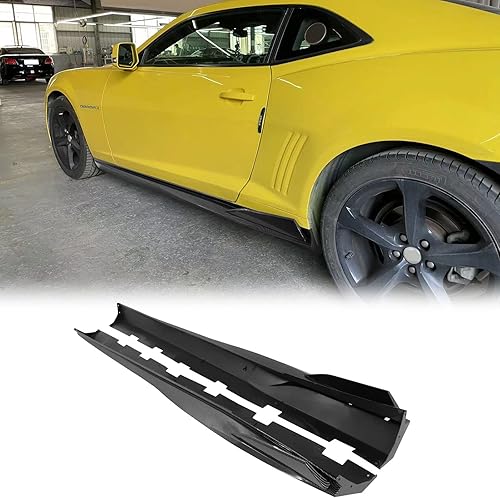 FREEMOTOR802 Compatible con faldas laterales Chevy Camaro 2010-2015 IKON V2 estilo fibra de carbono impresión PP falda lateral de panel basculante