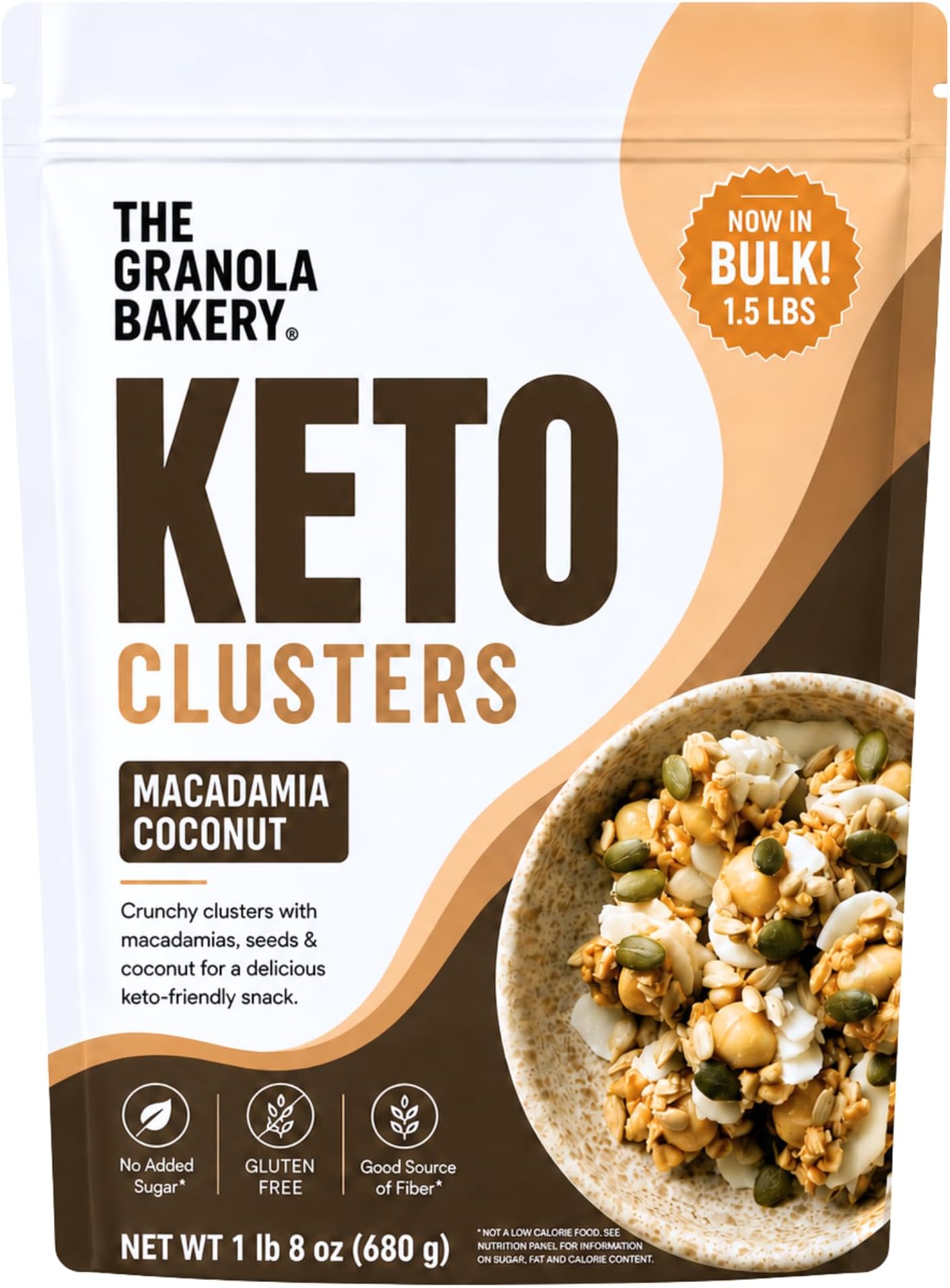 TGB Macadamia Coconut Clusters, Keto Friendly Nut Snack, No Sugar Added, 5g Fiber per Serving, Low Carb, Gluten Free, 1.5 lb Resealable Bag