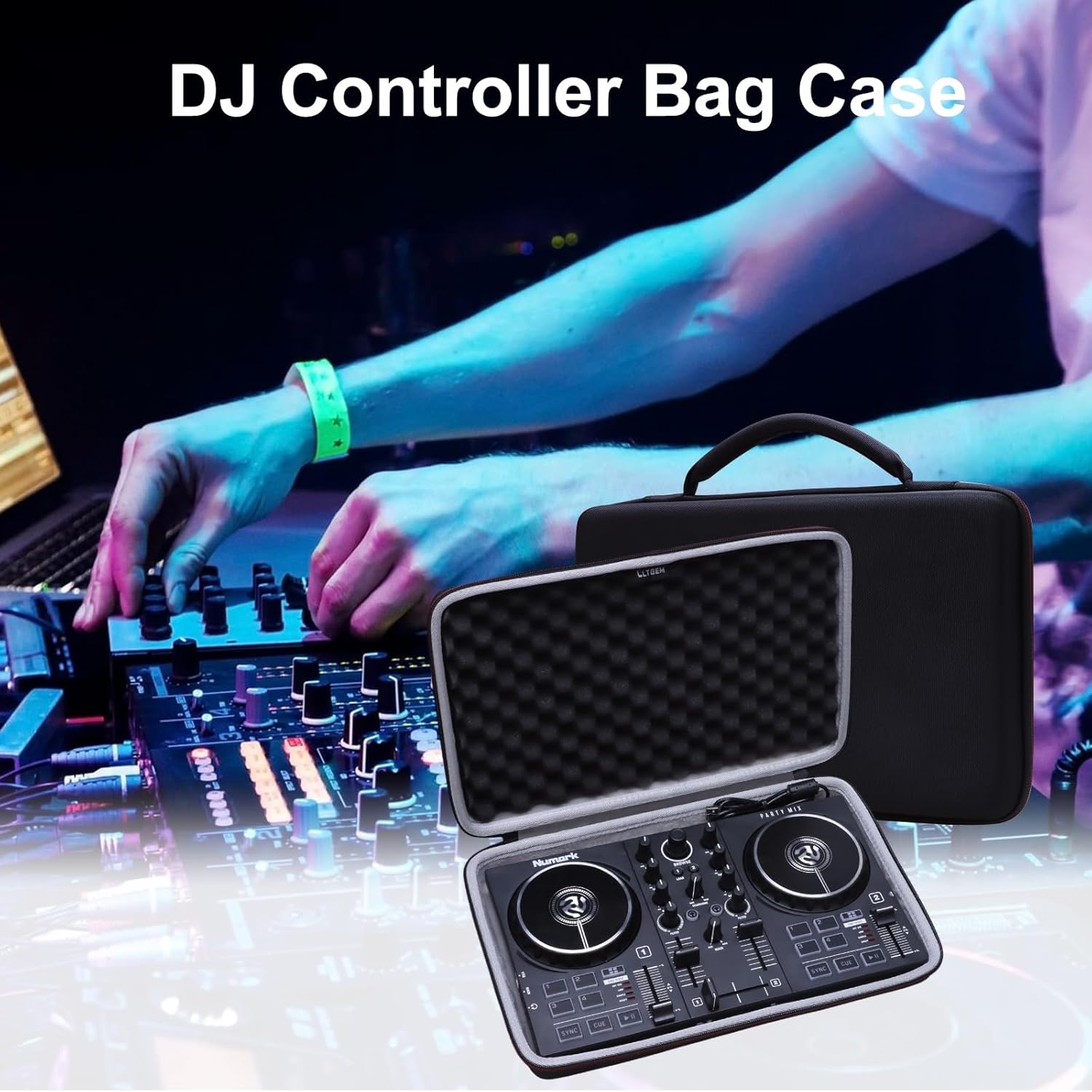 LTGEM DJ Mixer Case for Numark Party Mix II or Hercules DJControl Mix Ultra DJ Controller, Internal Dimensions: 13.5 * 8.3 * 1.2 (Case only) - Image 6