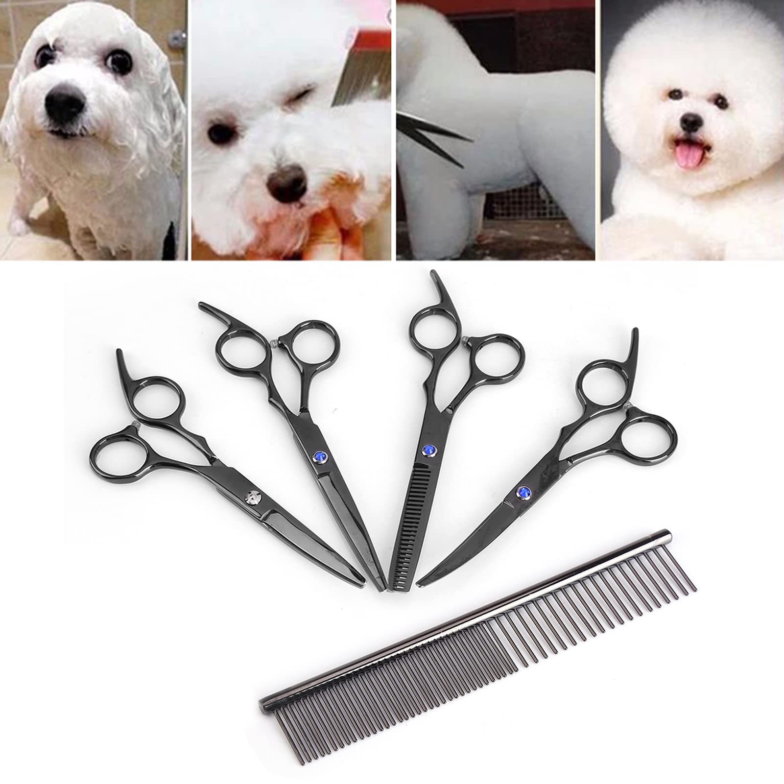 Lot de 7 ciseaux de toilettage professionnels en acier inoxydable pour chien et chat