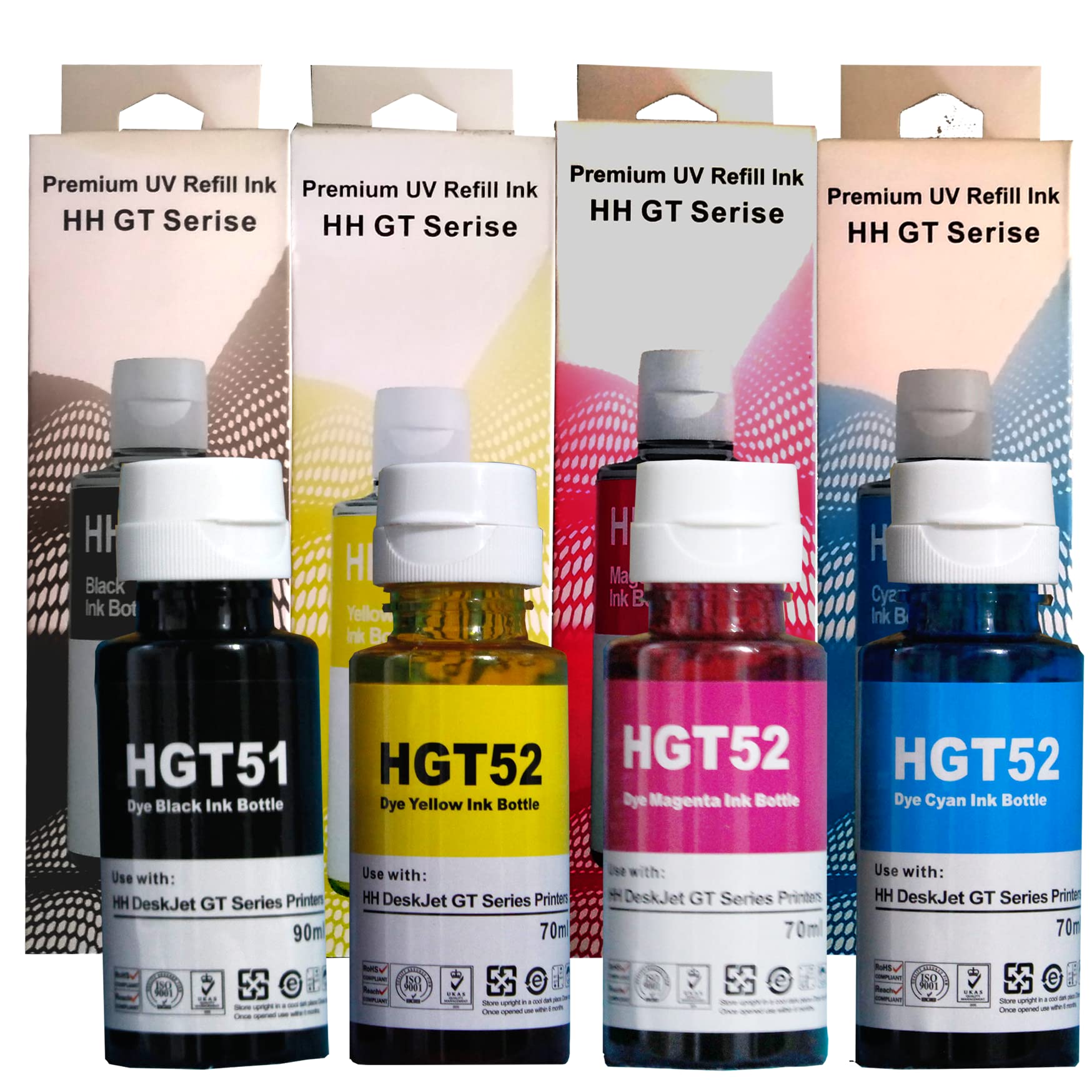 Sponsored Ad - True Tone Refill Ink for HP (GT51 & GT52) 115, 315, 310, 319, 410, 415, 419, 5810, 5820, 5821 (It's Cap Automatically Fill/Shut) 1 Black Bottle in 90 ml and 3 Color 70 ml Bottles