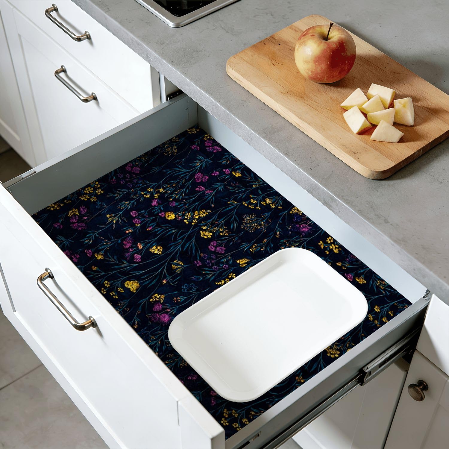 Rivestimento autoadesivo per mensole e armadietti, motivo: fiori gialli, rosa, crema, 45 cm x 3 m, carta da parati autoadesiva per armadi da cucina e cassetti