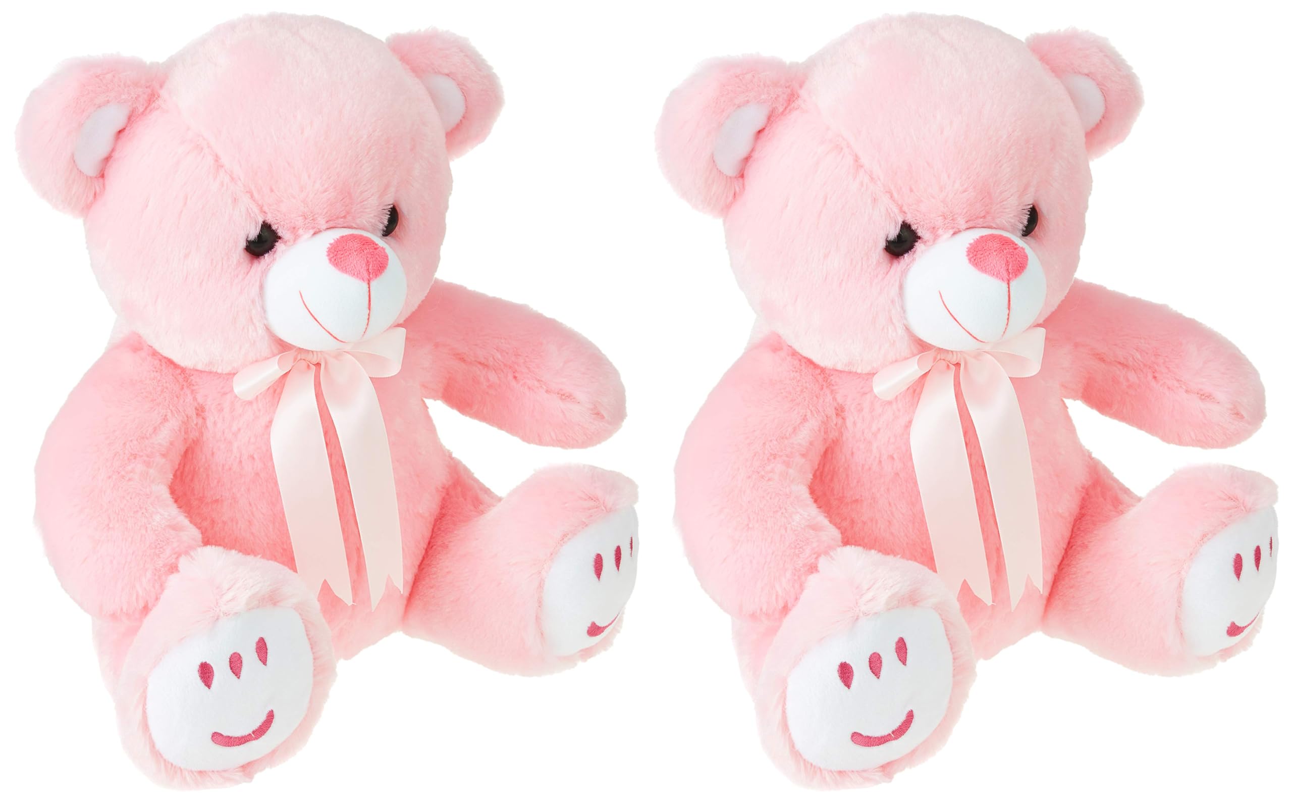Amazon Brand - Jam & Honey Teddy Bear, Cute, Soft Toy (33 Cm, Pink), Great Birthday Gift (Pack of 2)