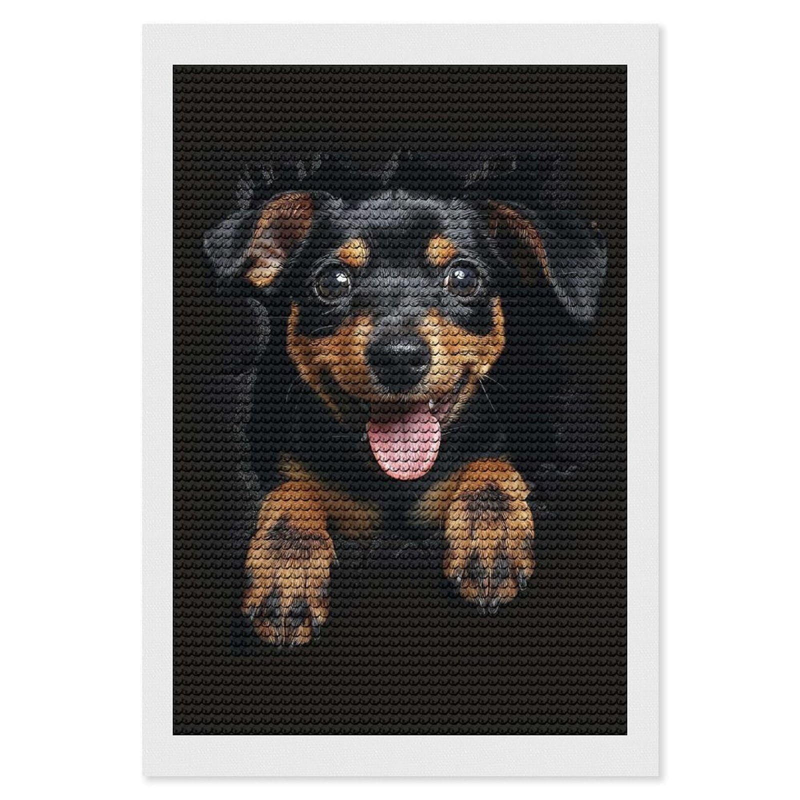 Junmoney Miniature Pinscher Diamond Art Kit 8"x12", Gift Idea, for Family Craft Time, Mindful Craft Activity, Boho Decor, Relaxing DIY Hobby