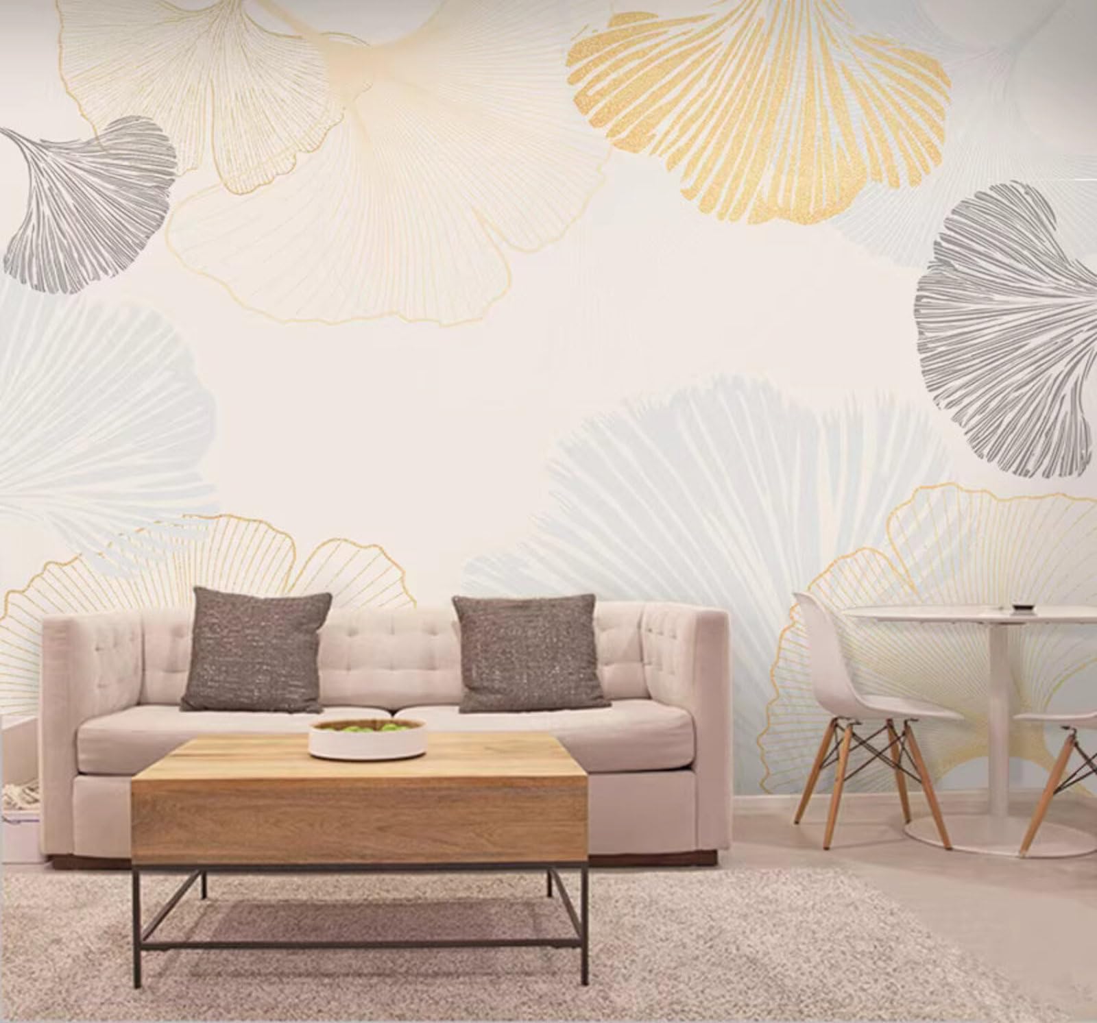 Minimalist Hand Drawn Three Dimensional Colourful Ginkgo Leaves 3D Wallpaper Easy Install Feature Office Living Room Sofa Bedroom TV Background Wall Decoration-350cm×256cm
