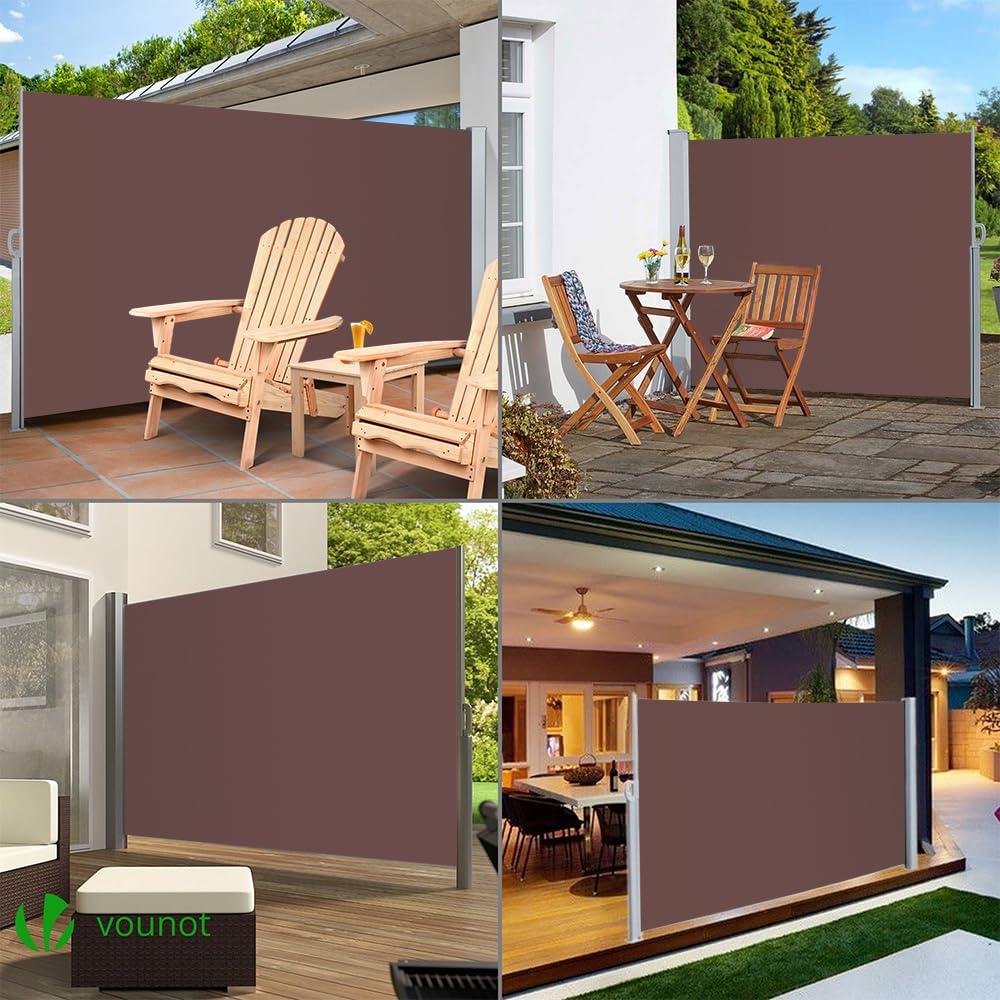 Tenda Paravento Laterale Riavvolgibile Antivento Protezione Privacy 180 x 300 cm Marrone Scuro