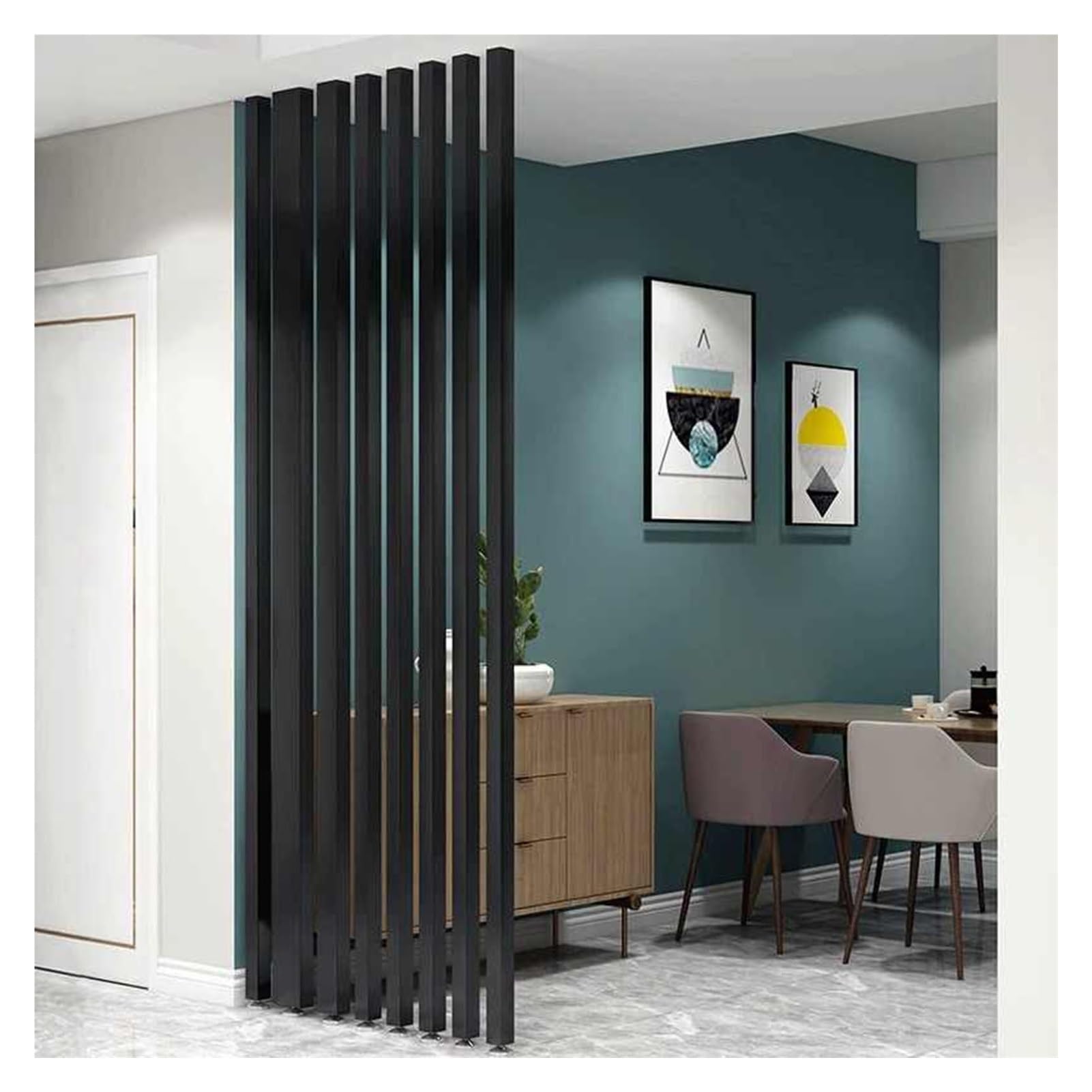 Floor to Ceiling Column Grille,Aluminum Slats Wall Post Partitions,Column Partition Screen,for Hallway Front Door Entrance Shelter Pillar(Black,5 Pieces 110cm/43.3in)