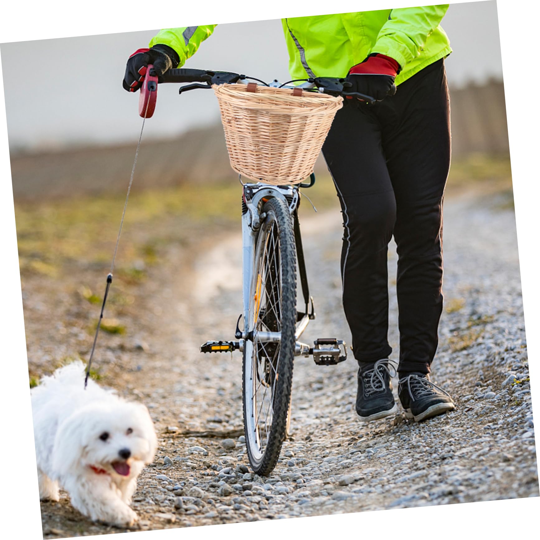 Cesta de Mimbre para Bicicleta con Asa, Espacio Amplio y Fácil de Colocar, Adecuado para Almacenamiento en Ciclismo al Aire Libre Color Aleatorio