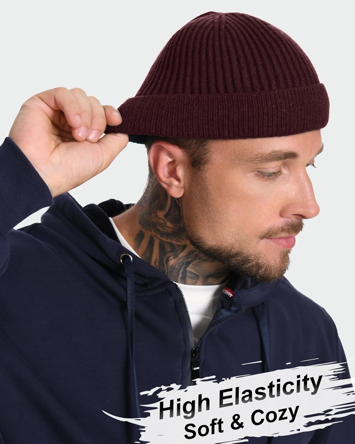 ROYBENS Swag Wool Short Fisherman Beanie for Men Women, Fleece Lined Warm Winter Hat, Knit Cuff Trawler Beanies Skull Cap - Image 3