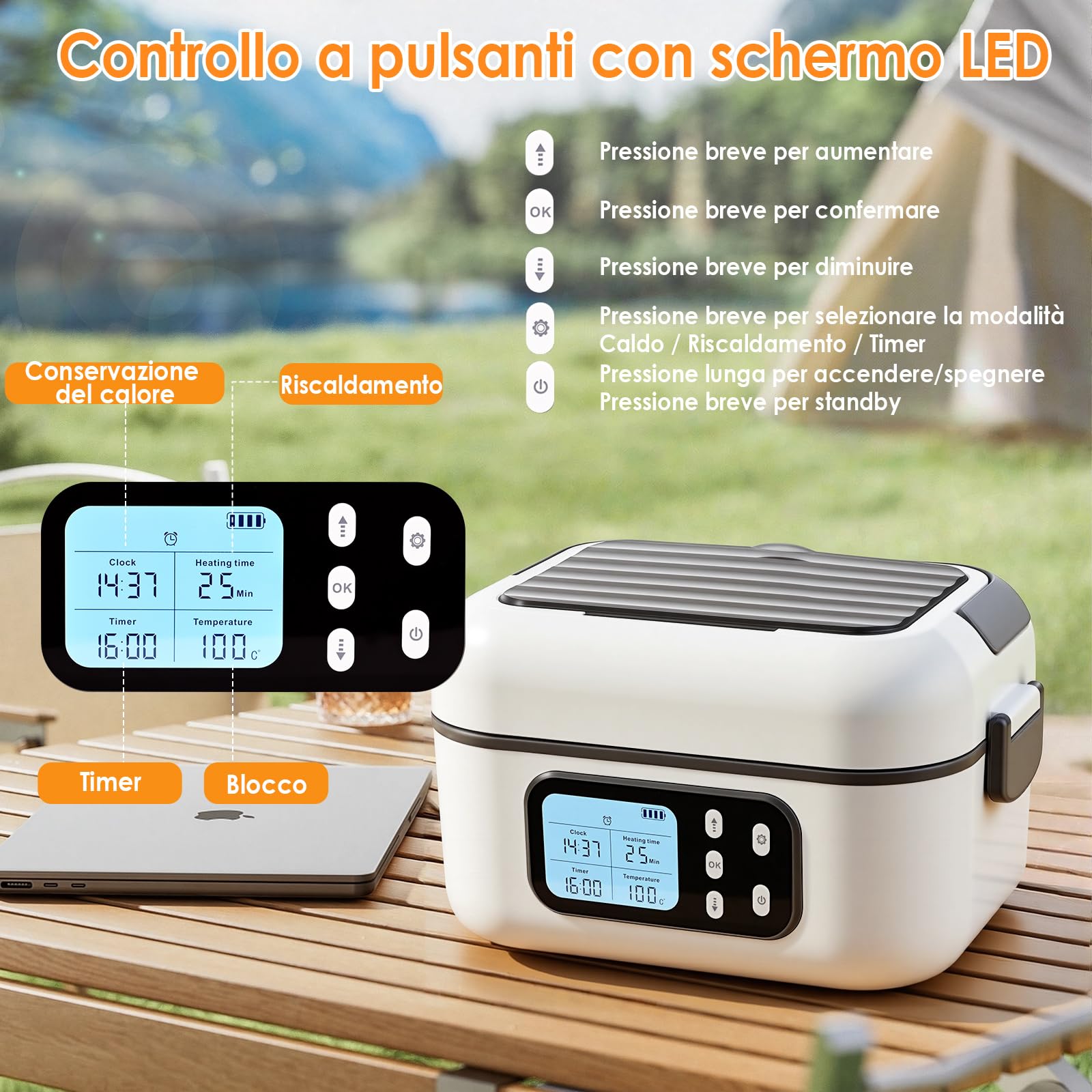 Dreamhigh 1.5L Scaldavivande Elettrico Portatile,Scaldavivande Portatile Con Batteria Ricaricabile 24000 mAh,Riscaldamento Temporizzato e Design Antiperdita per Auto e Lavoro (bianco)
