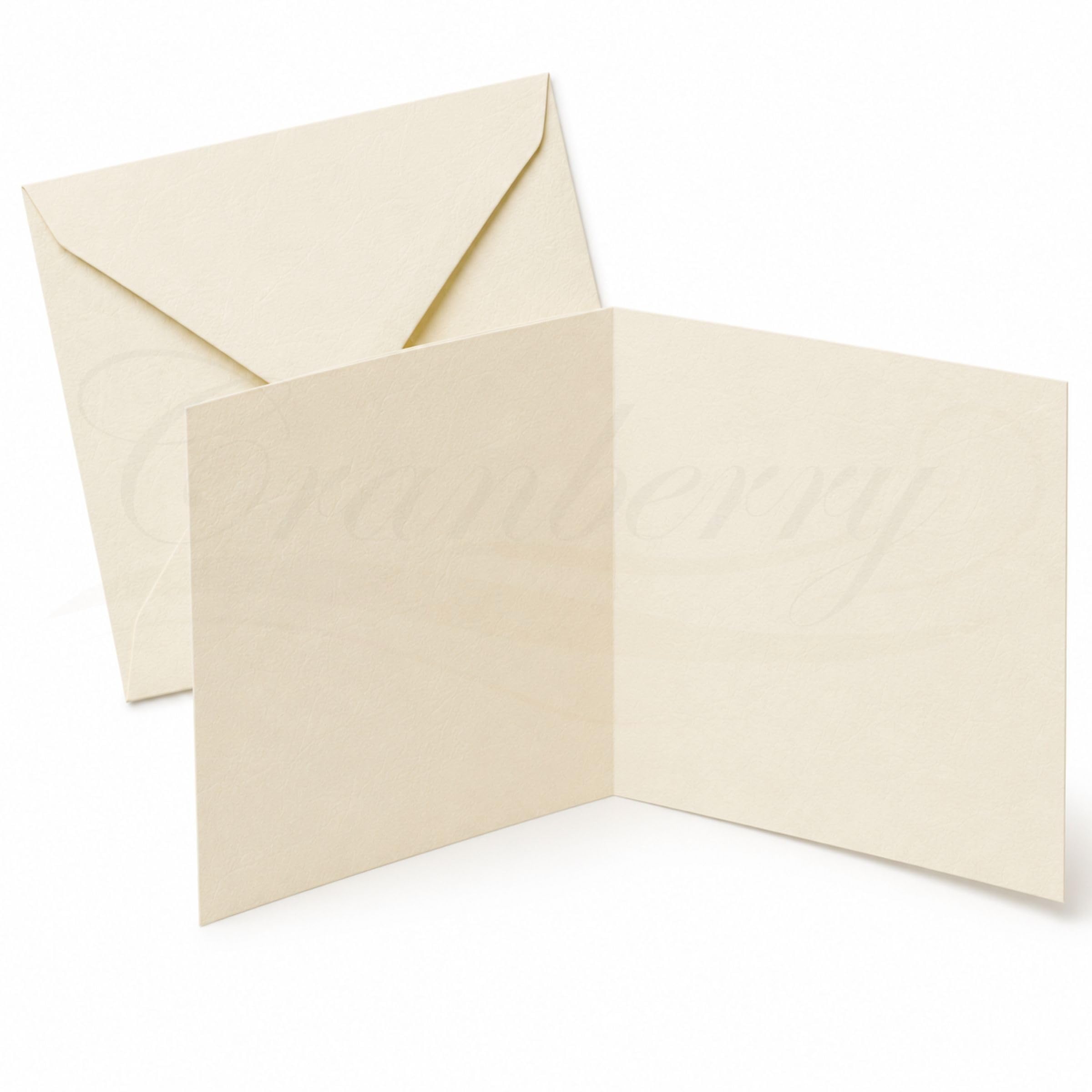 Cranberry 25 Pack - 6x6 Ivory Cream Card Making Set - Cream Square 300gsm Creased Blank Cards with Matching 6x6 Cream Envelopes - for DIY Invitations, Cards and Stationery