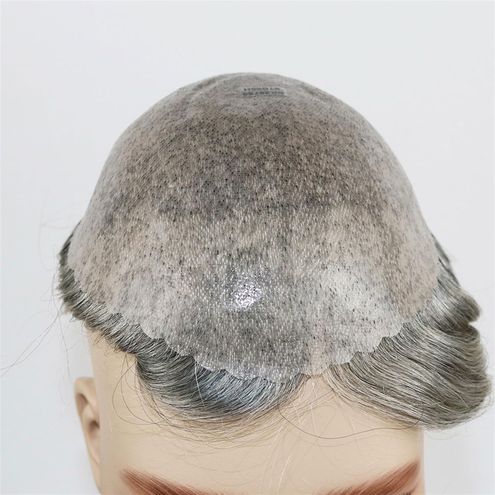 Tupecik męski Remy Human Hair Man Wig Grey Mix Black Color Durable 0.06-0.08mm Thin Skin ToupeeFull PU Hairpiece Unit Replacement Treski(1B80#)