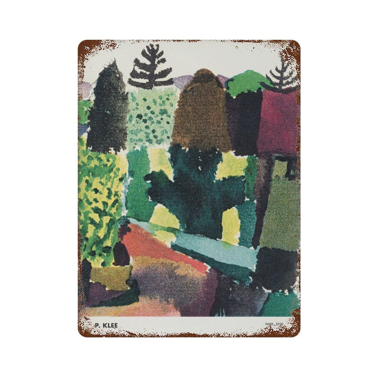xiaoxiaoshen Paul Klee Park Landscape Abstract Wall Decor Art Metal Tin Poster Modern Home Decor Art Home Bar Shop Decorations Vintage Sign 40x30cm