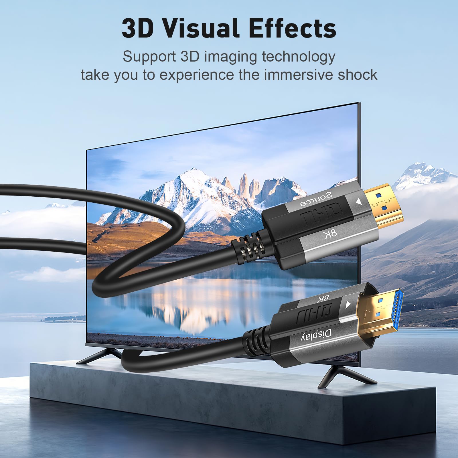 Cavo in fibra ottica 8K HDMI 80M, HDMI 2.1 48Gbps Ultra High Speed 8K@60Hz 4K @120Hz Dynamic HDR eARC HDCP 2.2&2.3 per HDTV/proiettore/home theater/TV