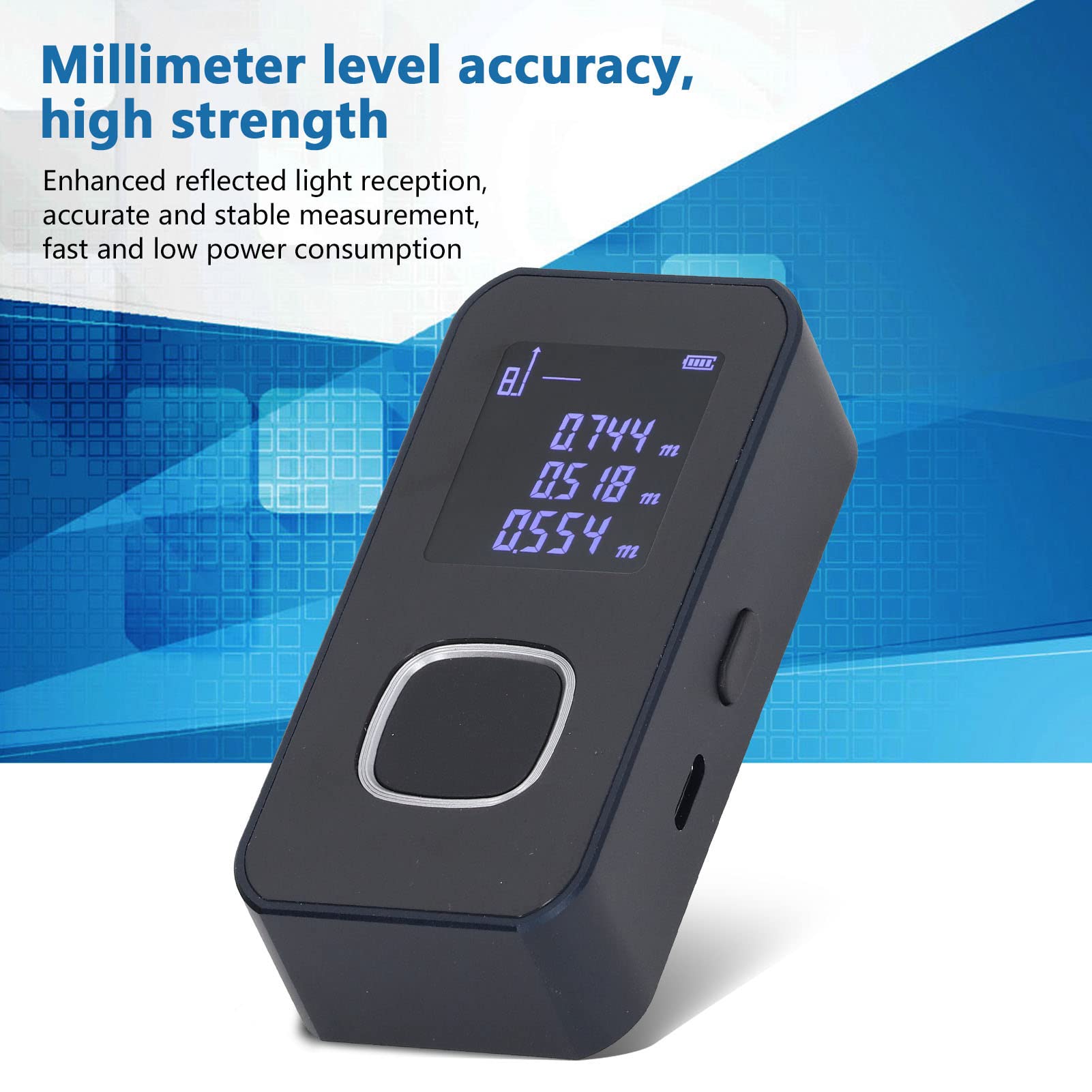 Telémetro portátil y medidor láser de Mano: medidor de Distancia láser con Carcasa de aleación de Aluminio, precisión de Nivel milimétrico, Capacidad de Almacenamiento de Datos de