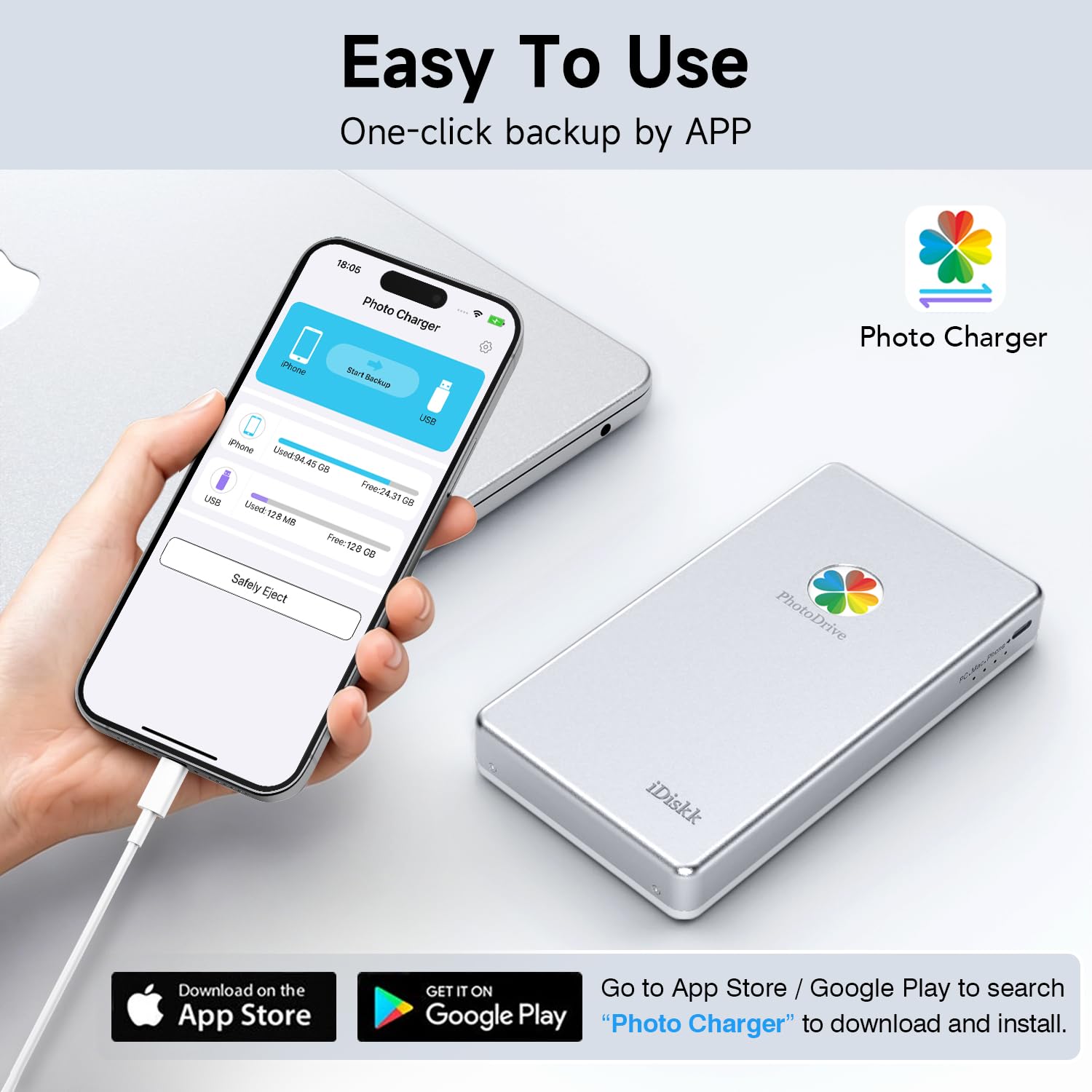 iDiskk Disco duro externo de 500 GB USB para teléfono, Mac y PC