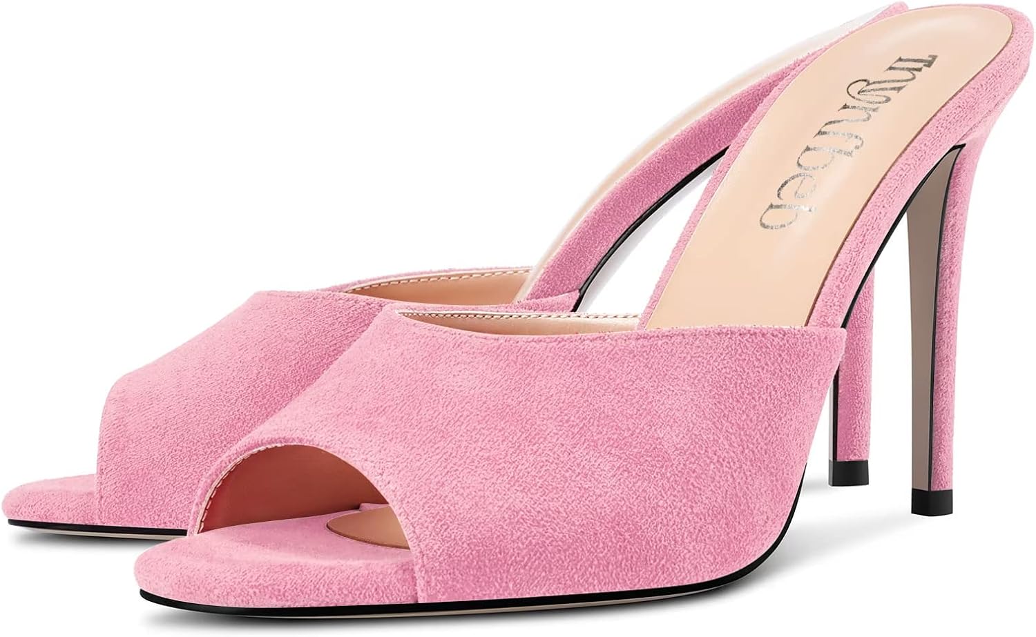 TNYNFBEB Women Stiletto High Heel Peep Open Toe Sandals Slingback Slip-on Wedding Office Cute Basic Classic 3.9 Inches Heels - Image 4