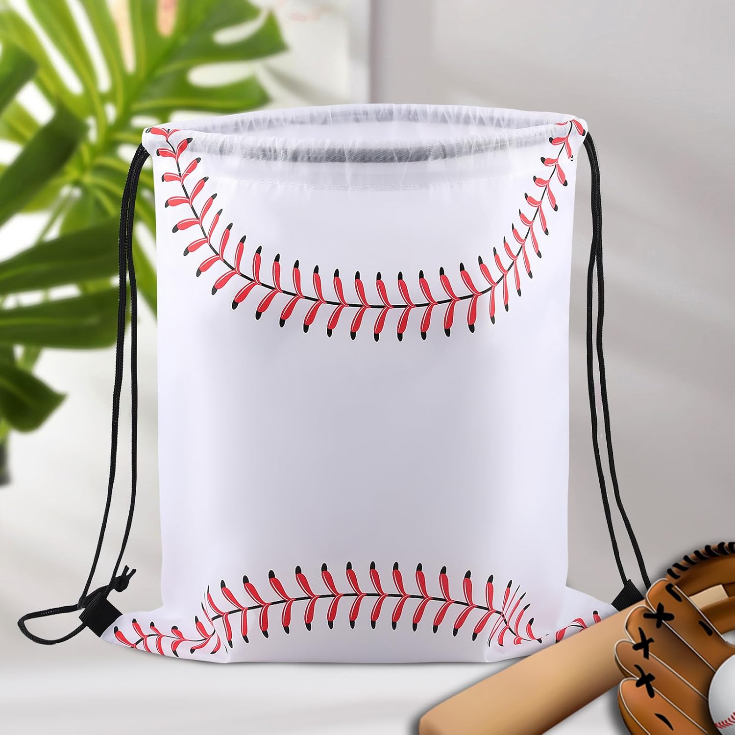 15 Pcs Baseball Drawstring Bags, 13.3"x15.7" Sports Backpacks for Team Gifts, Party Favors & Gym Use, Baseball Theme Party Supplies - Image 3