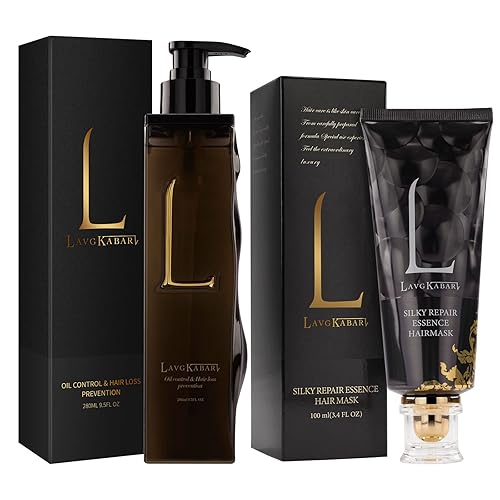 LAVG KABAR Champú antipérdida de cabello con máscara para el cabello, acondicionador profundo para cabello seco dañado