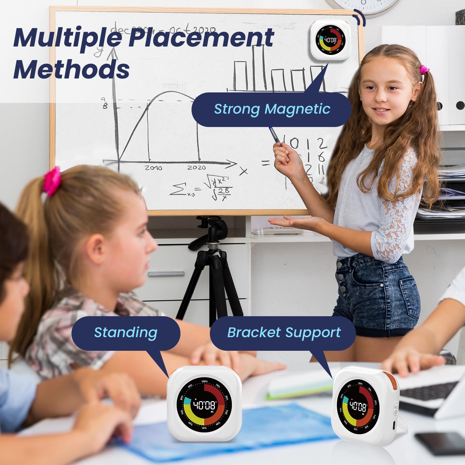 Minuteur Visuel XREXS Avec Barre De Progression Colorée – Compte à Rebours Jusqu'à 10h – Volume Réglable, Rechargeable USB-C – Pour Cuisine, école, TDAH