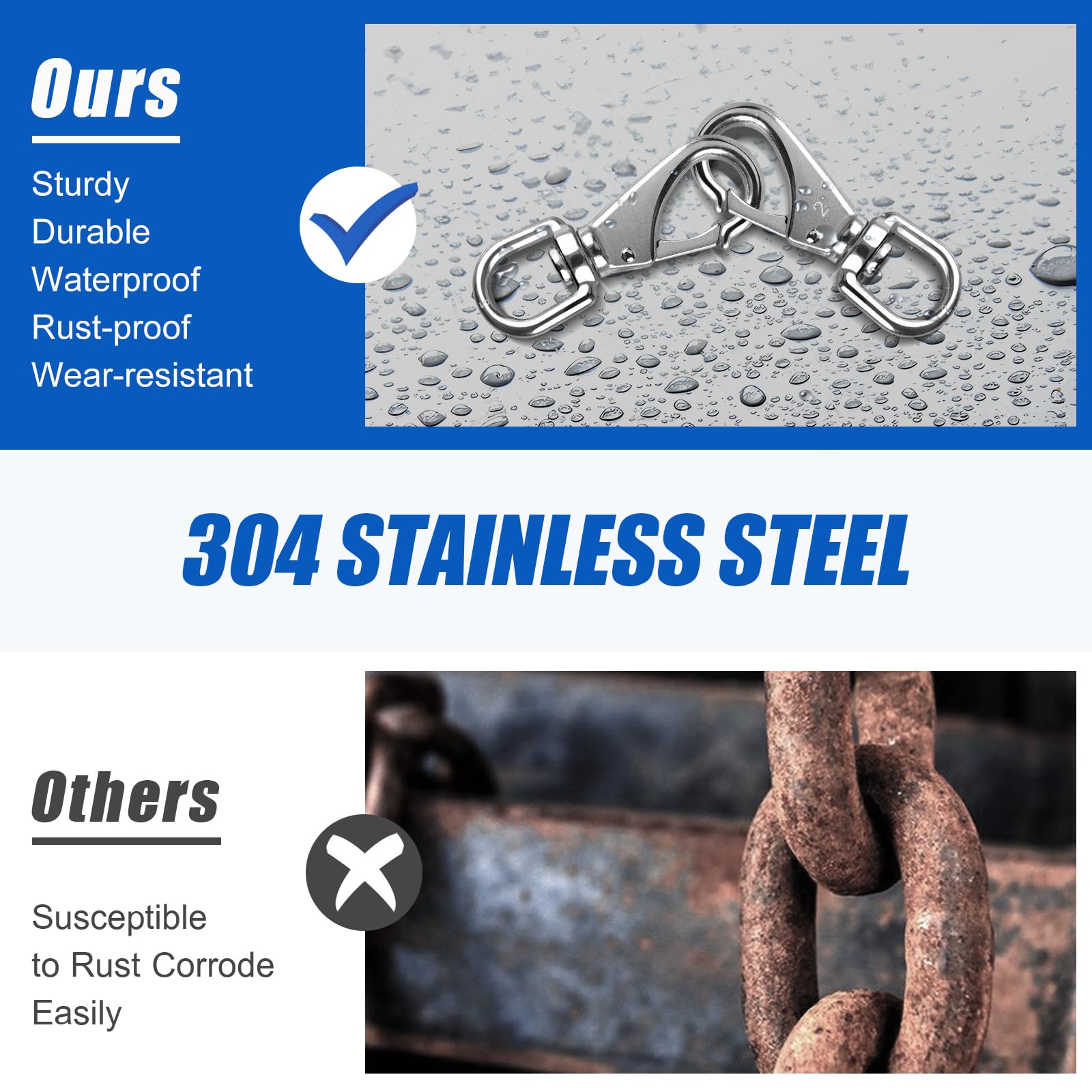 Snapklik.com : 304 Stainless Steel Swivel Snap Hooks, 4 Pack 4.6 Inch ...