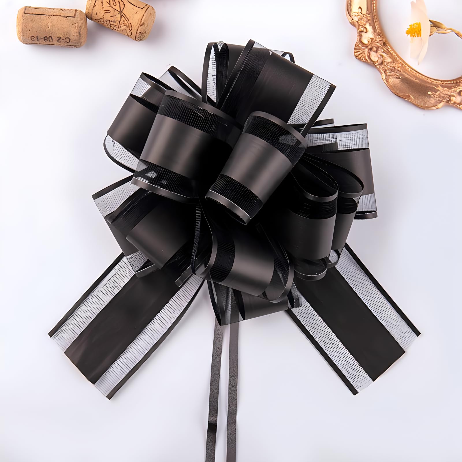 LHLZNB 5 pieces Big Car Bow,Giant Bow for Car(70 inch/180 cm),wedding car ribbon kit,car ribbon for prom,Gift Wrapping Bows for New Car,Huge Presents Bows Decoration (black) - Image 4