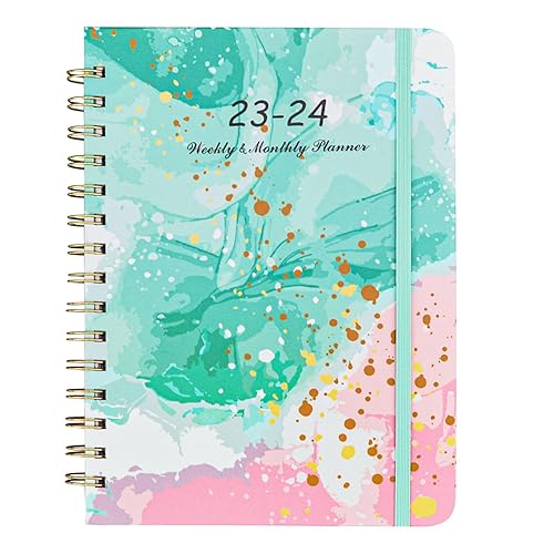 Academic Diary 2023-2024 - Moseem Academic Diary A5 Week to View from Jul.2023 to June.2024,Weekly &amp; Monthly Planner with Tabs and Twin-Wire Binding Back Pocket