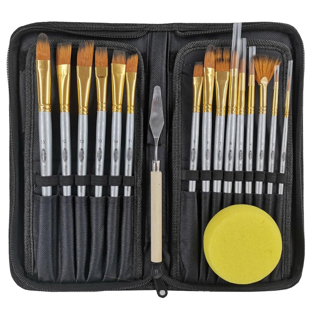 Pinceau en nylon polyvalent et ensemble de 17 pinceaux de peinture avec couteau de mélange