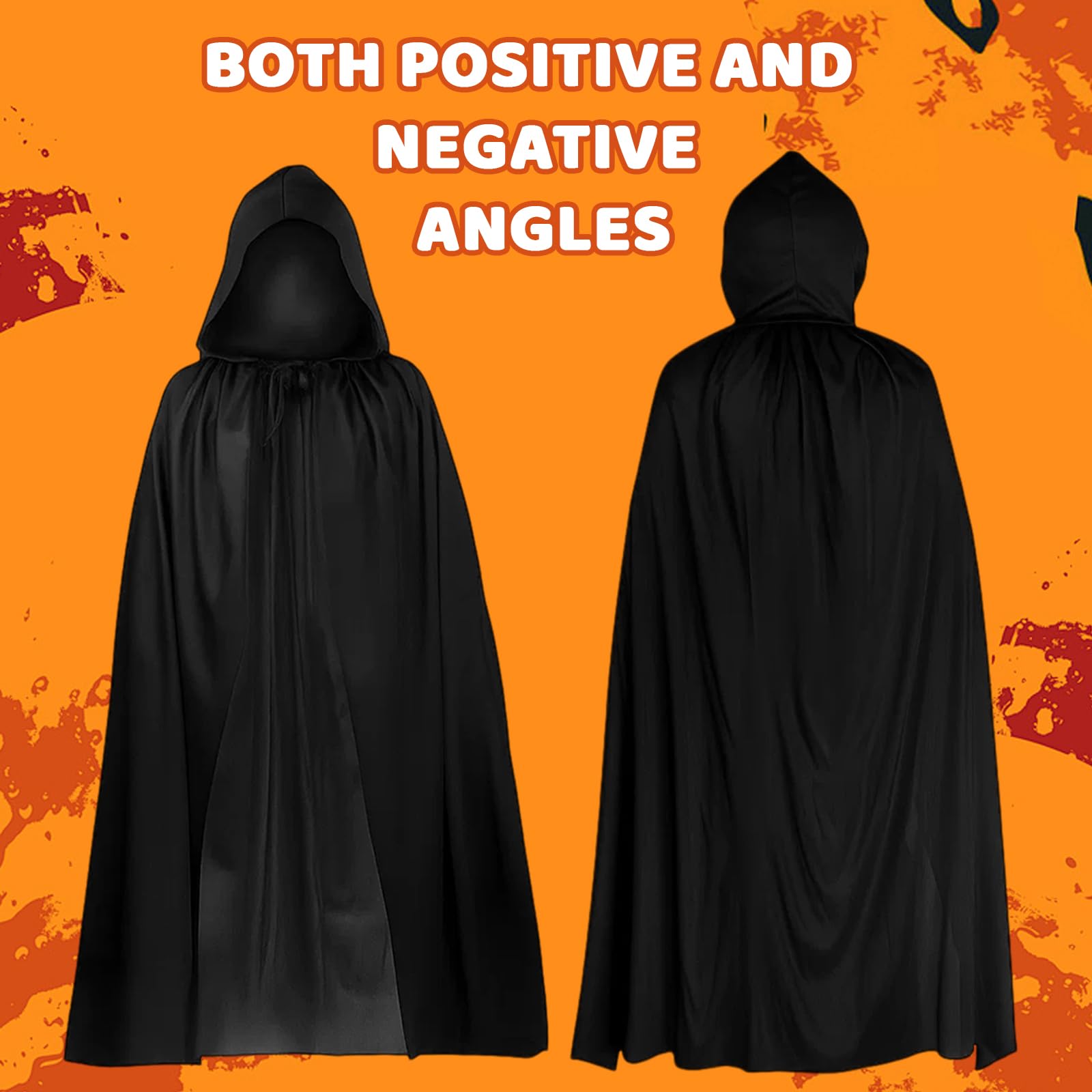 WNXBFO 2 Pcs Black Cape, 140 cm Long Black Cloak, Hooded Cloak Cape With Mask - Image 3