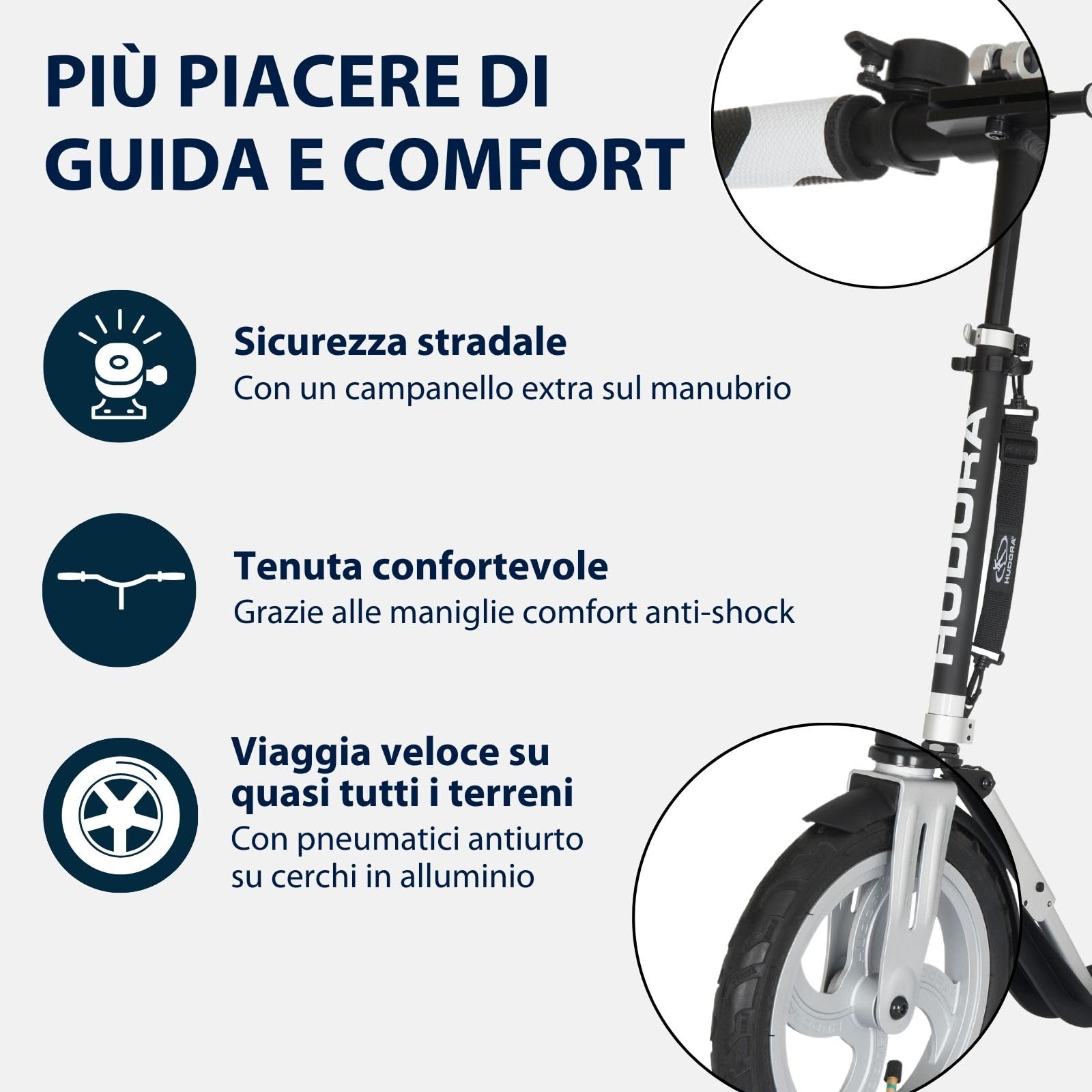 Mezzi Trasporto Urbani Monopattino HUDORA Pieghevole Regolabile