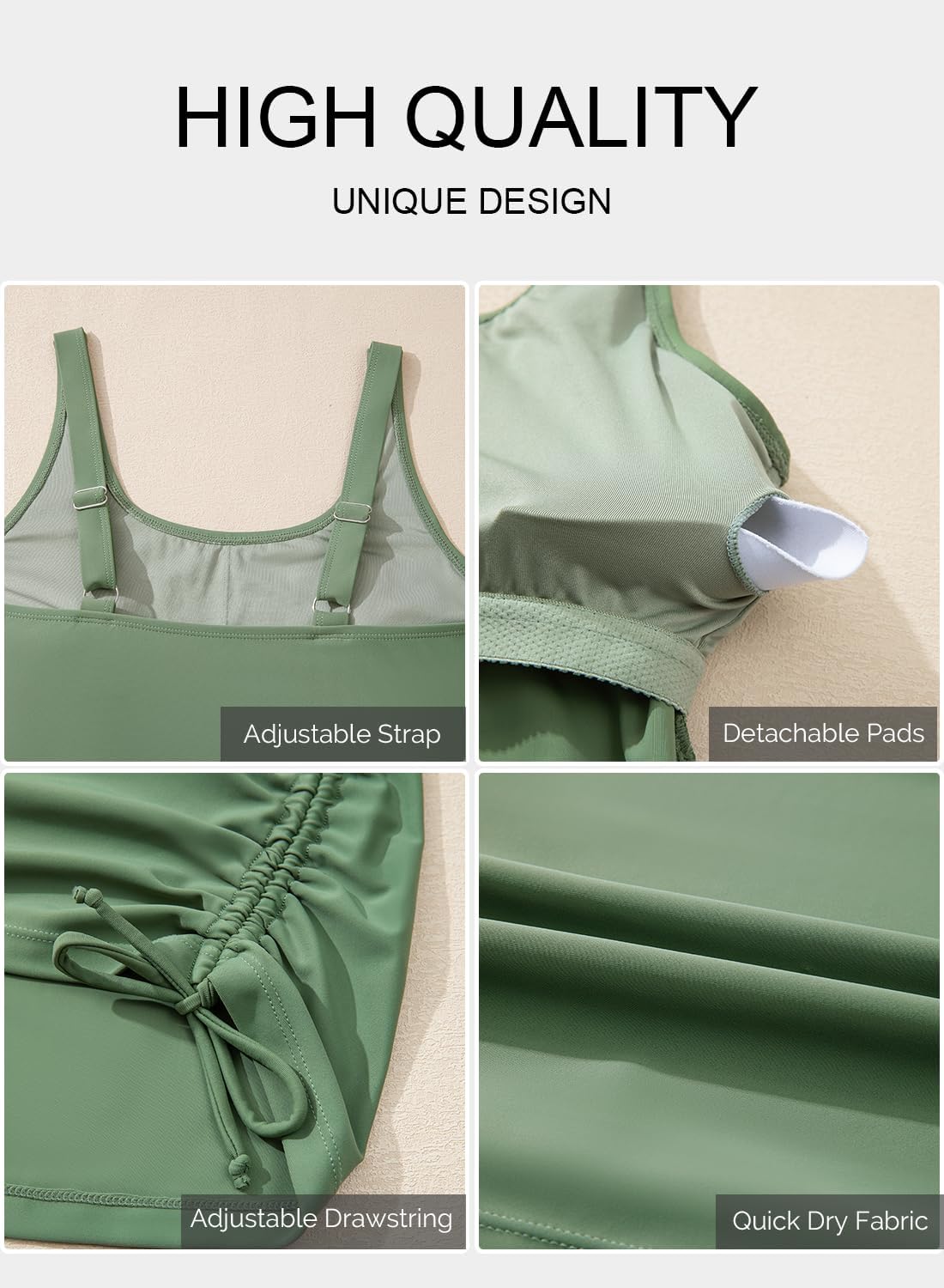 Aleumdr Womens Tankini Top Only Ruched Tummy Control Bathing Suit Top Modest Swim Tank Top No Bottom