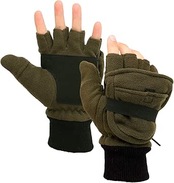Men’s 3M Thinsulate Fleece Mitten Gloves Convertible Fingerless Mitten Flap Cover Multipurpose