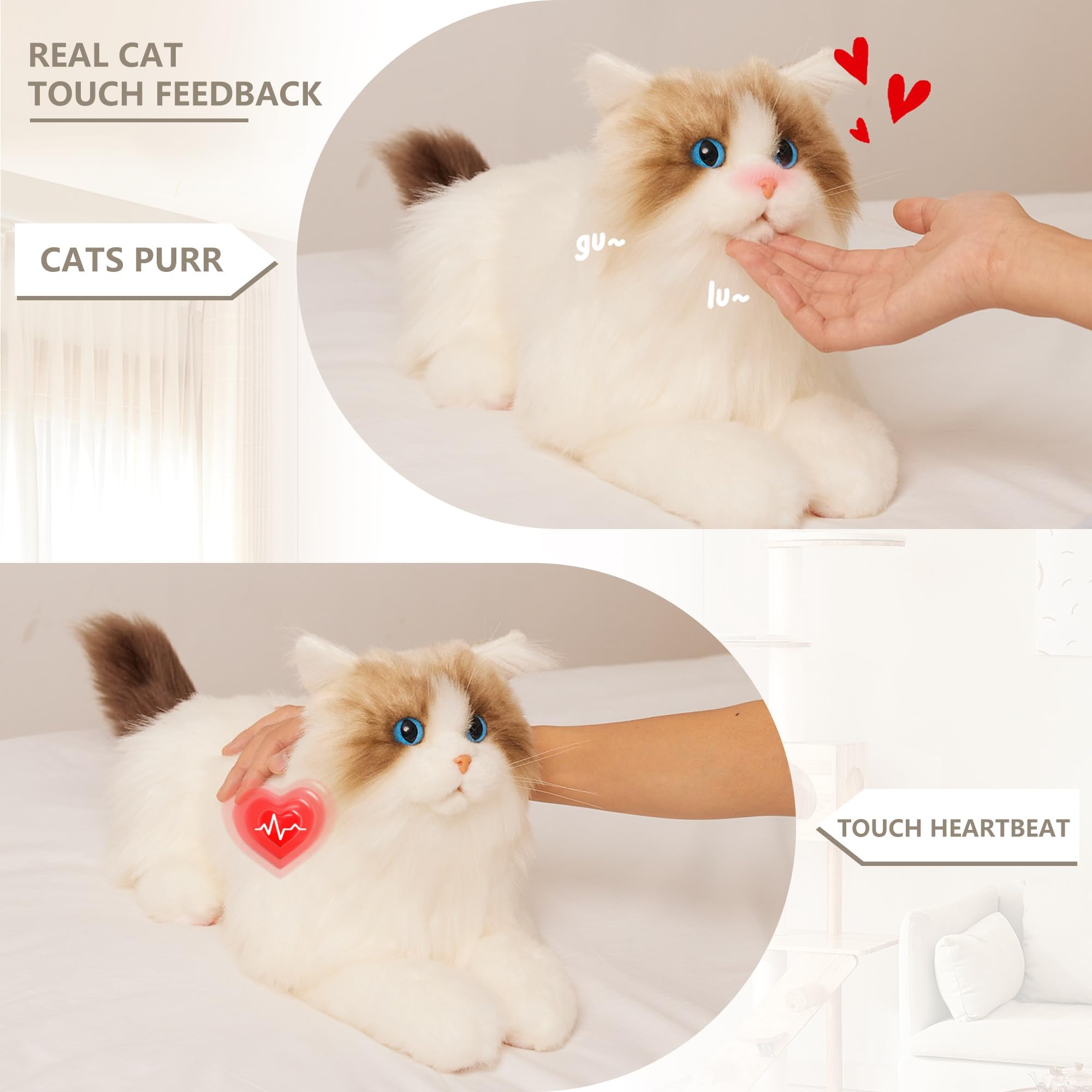Chongker Giocattolo di peluche interattivo gatto robot per bambini movimento bionico fusa battito cardiaco