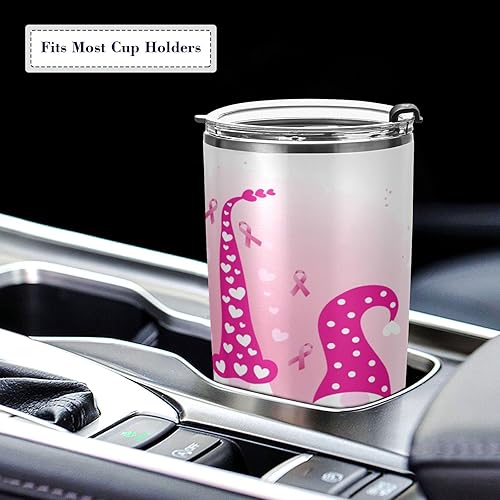 Miniatura 5 de Vaso de gnomos rosados con tapa y pajilla, vaso aislado de acero inoxidable, taza de café de viaje de doble pared, tazas térmicas al vacío para