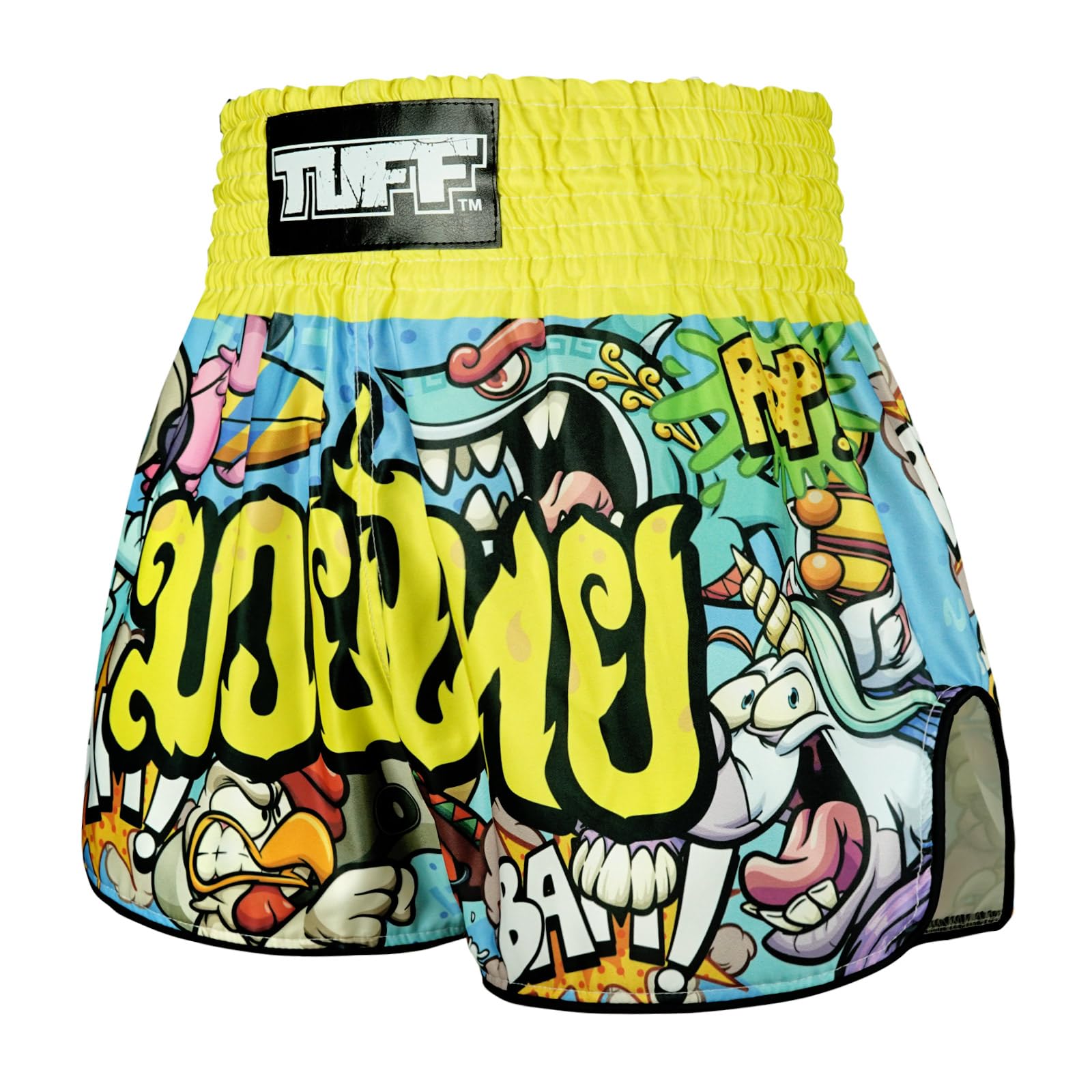 Tuff Sport Pantalones cortos de boxeo de Muay Thai, estilo retro, corte delgado, para artes marciales mixtas, kickboxing, entrenamiento, ropa de entrenamiento