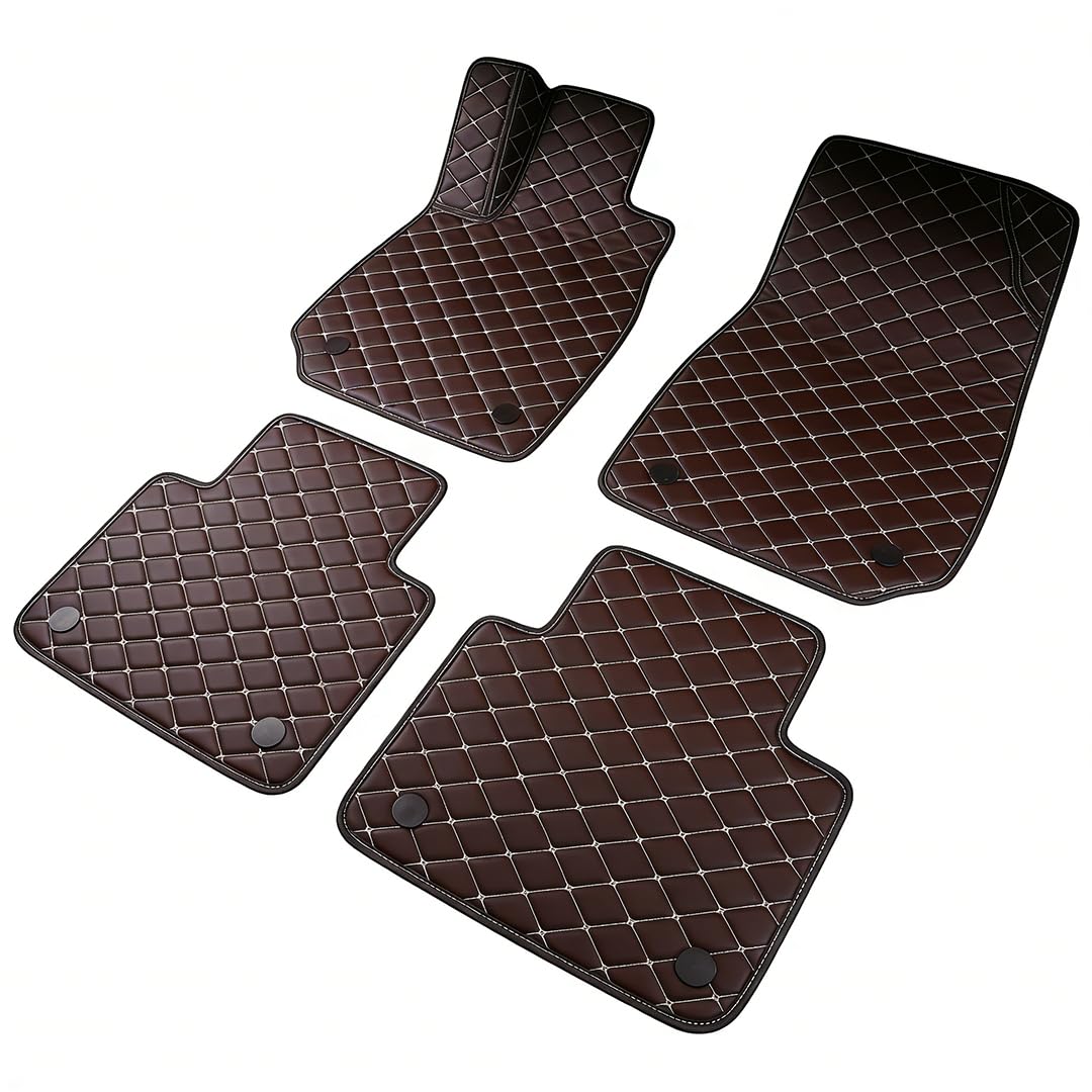 GASDYO Custom Car Floor Mats for BUICK Regal 2017, PU Leather All Seasons Suitable Waterproof Wear-resistant Dedicated Vehicle, Brown