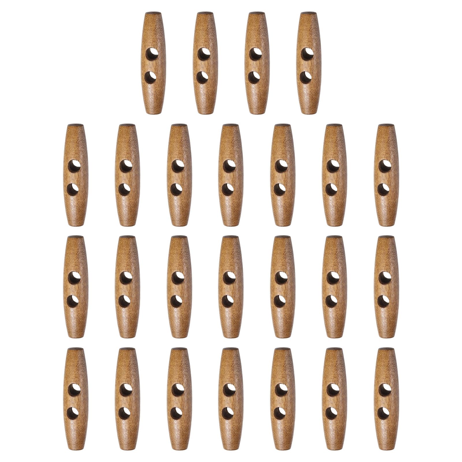 sourcing map 25pcs Wooden Toggle Buttons 60mm / 2.4" Double Hole Wood Olive Horn Sewing Buttons for Coat Sweaters Clothing DIY Craft, Light Brown — image 1