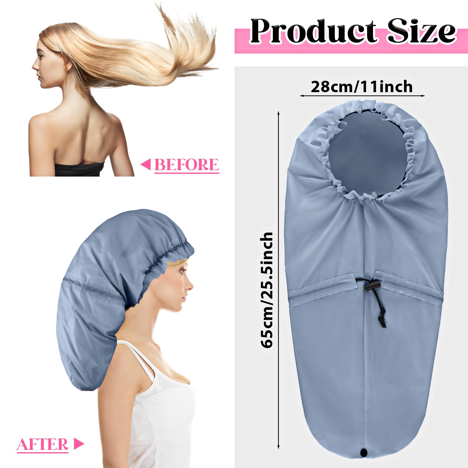 2 Pcs Large Shower Cap for Braids Extra Long Shower Cap for Women Long Hair & Locs - Image 2