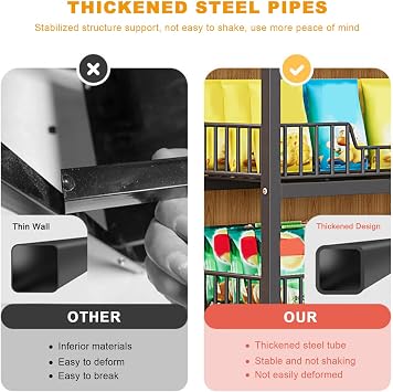 Snack Rack Display Stand 4/5 Tier Metal Wire Retail Display Rack with Wheels and 10 Hooks Snack Organizer Stand Cart for Commercial Home Kitchen Office