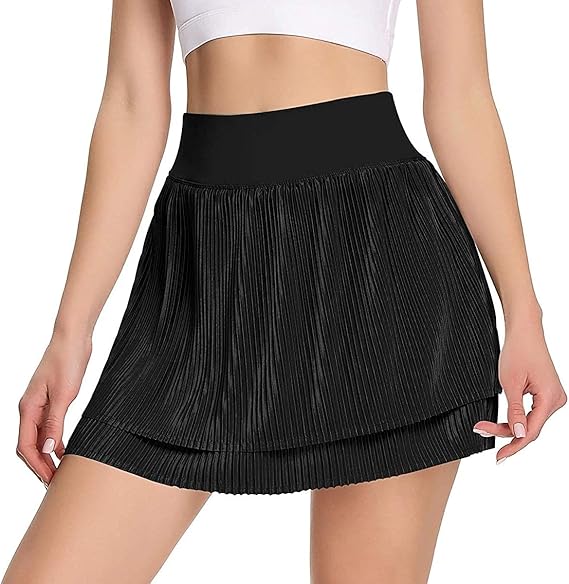 Lazutom Women's High Waist Pleated Tennis Skirts Sports Workout Running