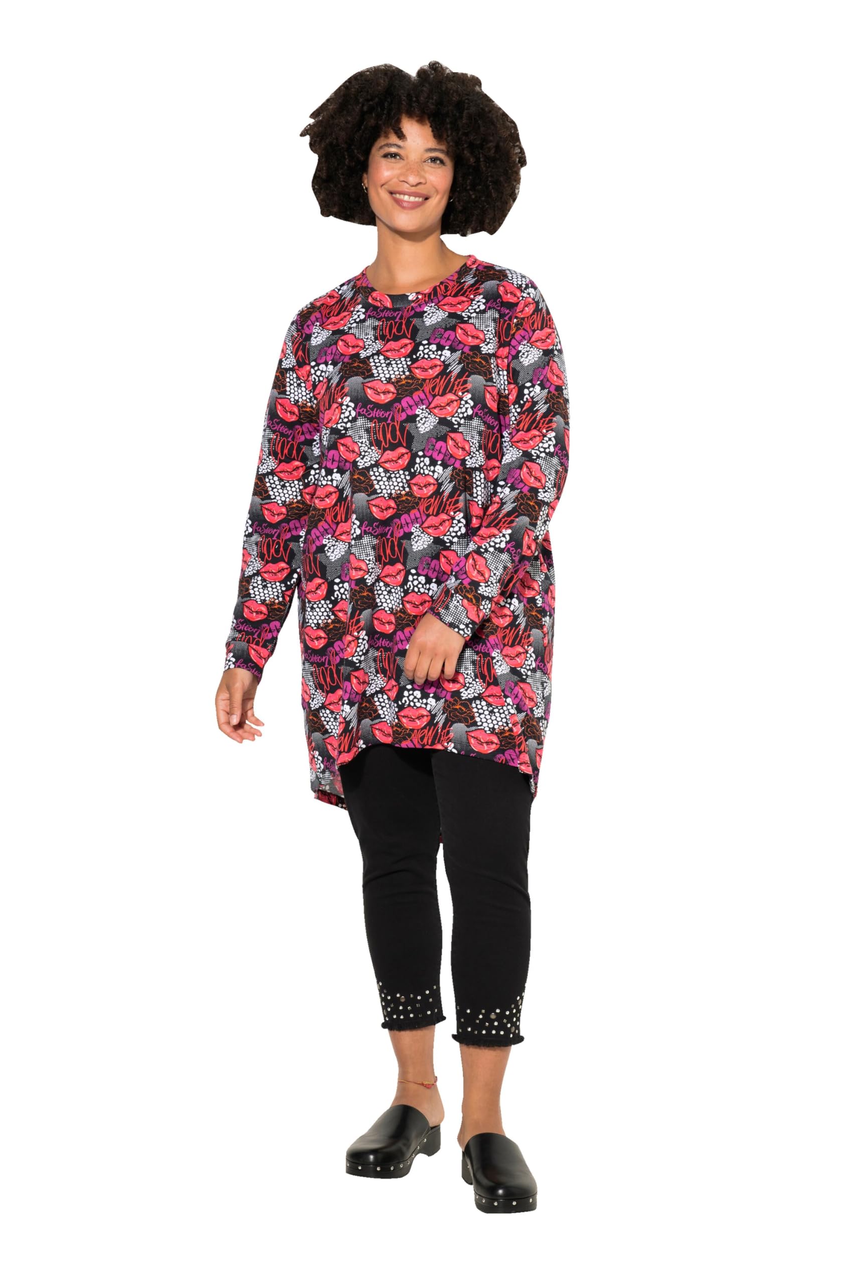 Angel of Style Damen große Größen Übergrößen Plus Size Sweatshirt, A-Linie, Kussmund-Muster 834338