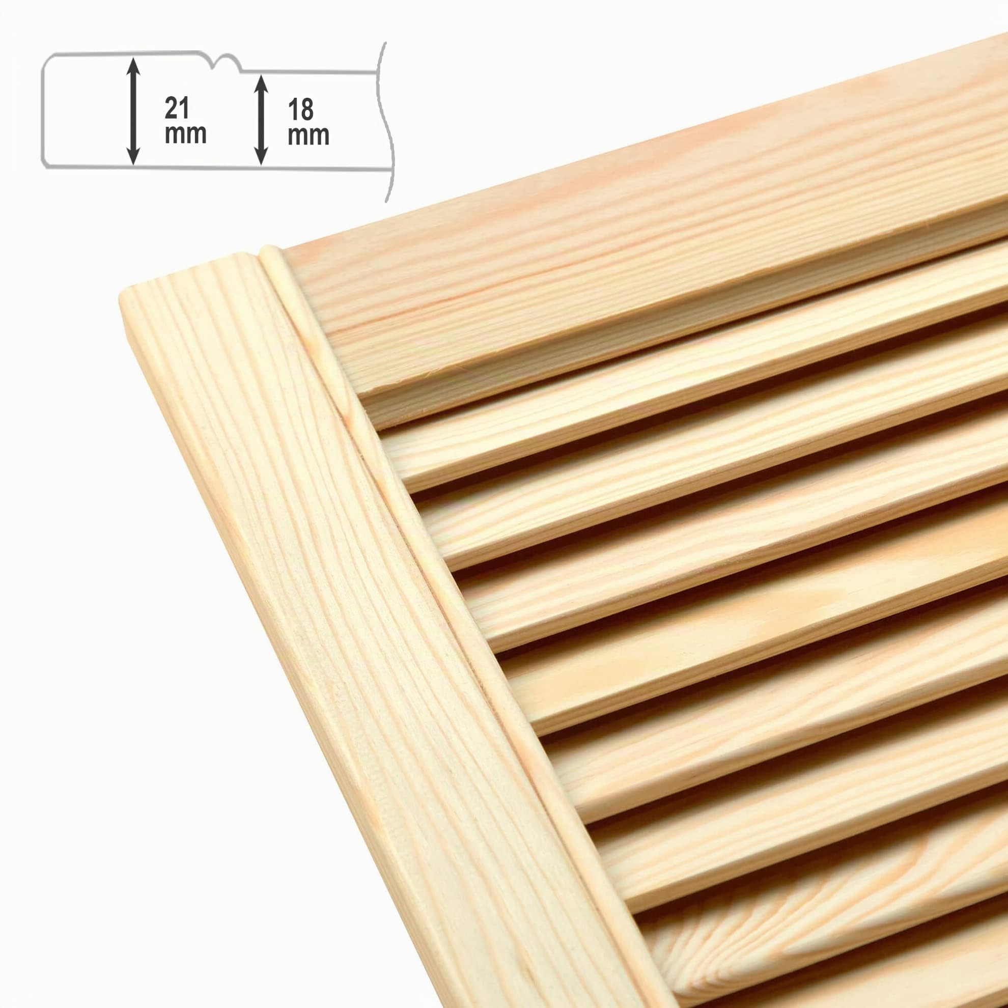 Lamellentür Holztür natur 201,3 x 59,4 cm mit offenen Lamellen für Regale, Schränke, Möbel | Kiefer Holz unbehandelt | Doppel-Paket 2-er Pack