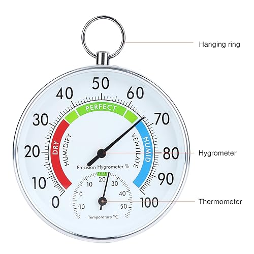 Miniatura 4 de Medidor de humedad de temperatura, termómetro higrómetro con anillo colgante, higrómetro de pared de alta precisión, probador de humedad de