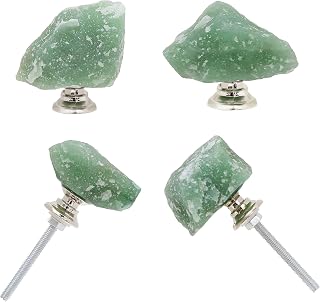 4pcs Green Aventurine Kitchen Cabinet Knobs Quartz Drawers Pulls and Knobs Cryst - Compare price